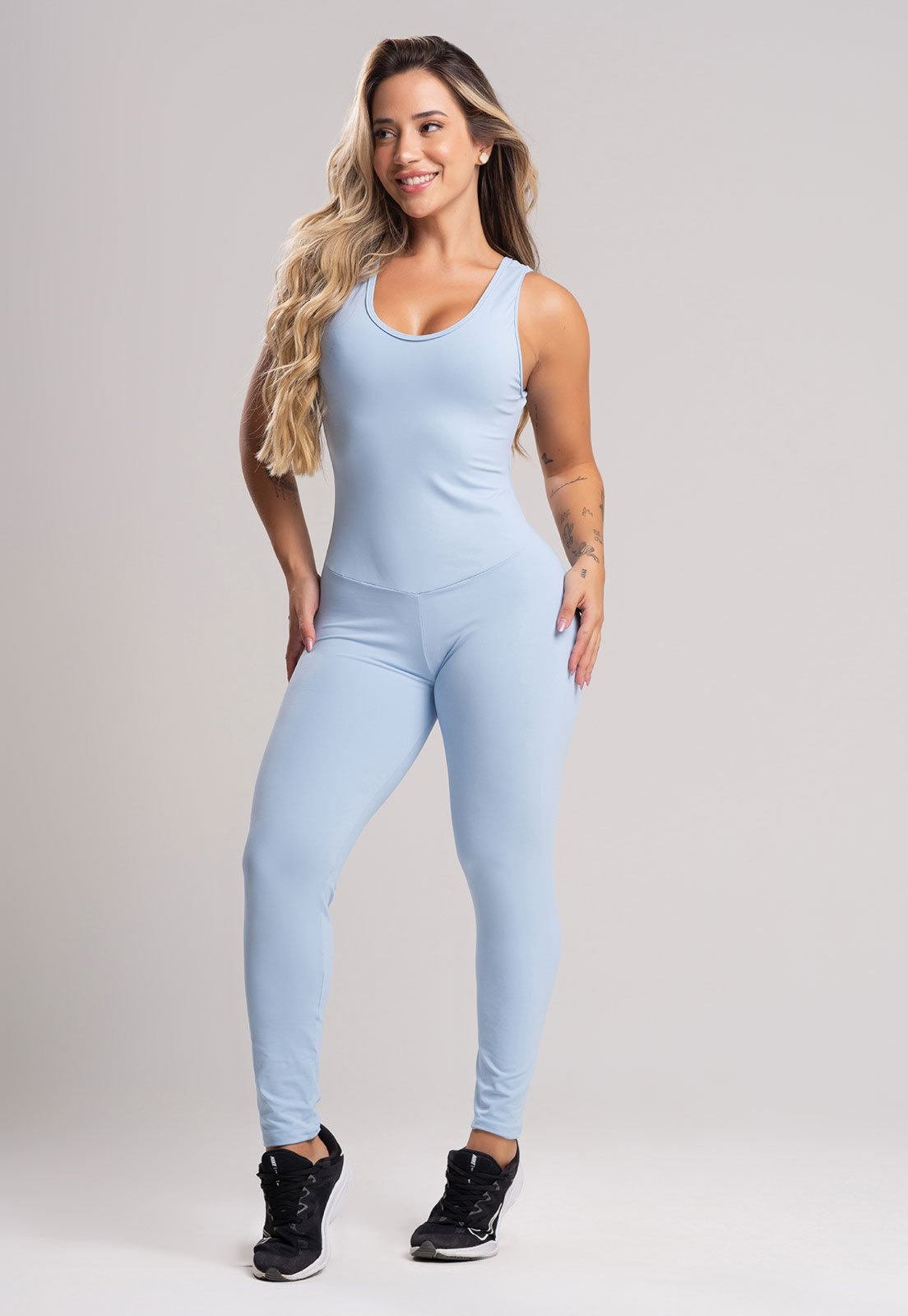 Imagem principal Macacão Fitness MVB Modas Longo Feminino Suplex Academia Poliamida Céu Mvb Modas azul