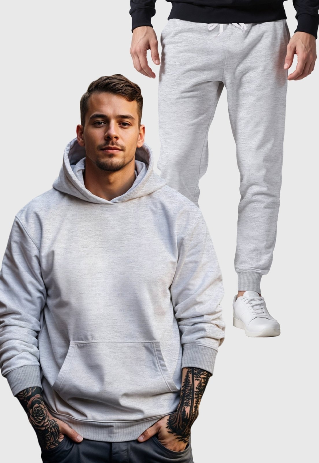 Imagem principal Conjunto Blusa e Calça Moletom Liso Masculino Benellys Claro Benellys cinza