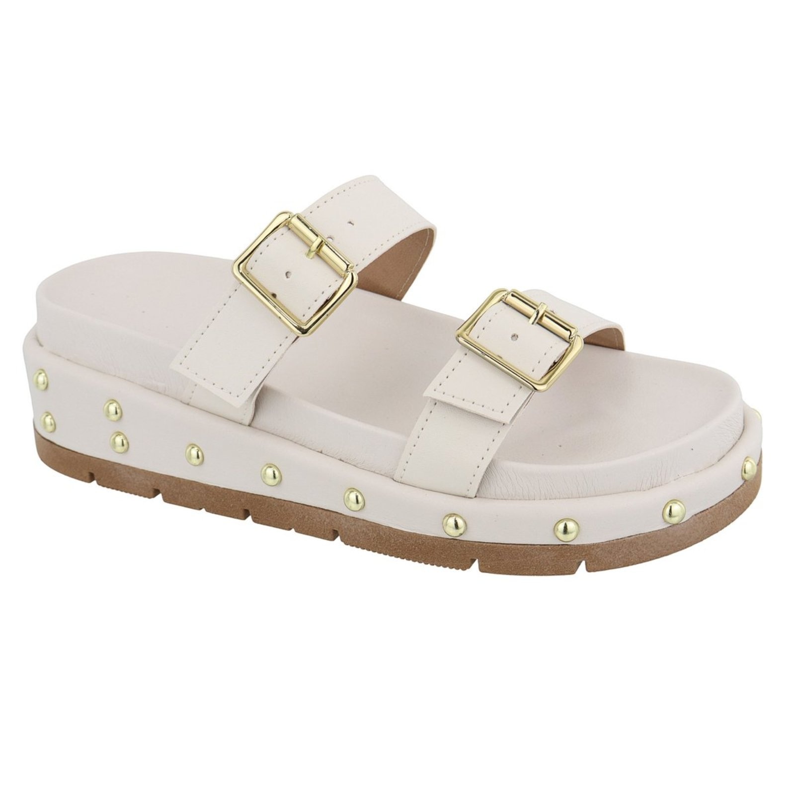 Imagem principal Sandália Papete Feminina Sola Alta Bolinhas Off White TELLINI STORE off-white white