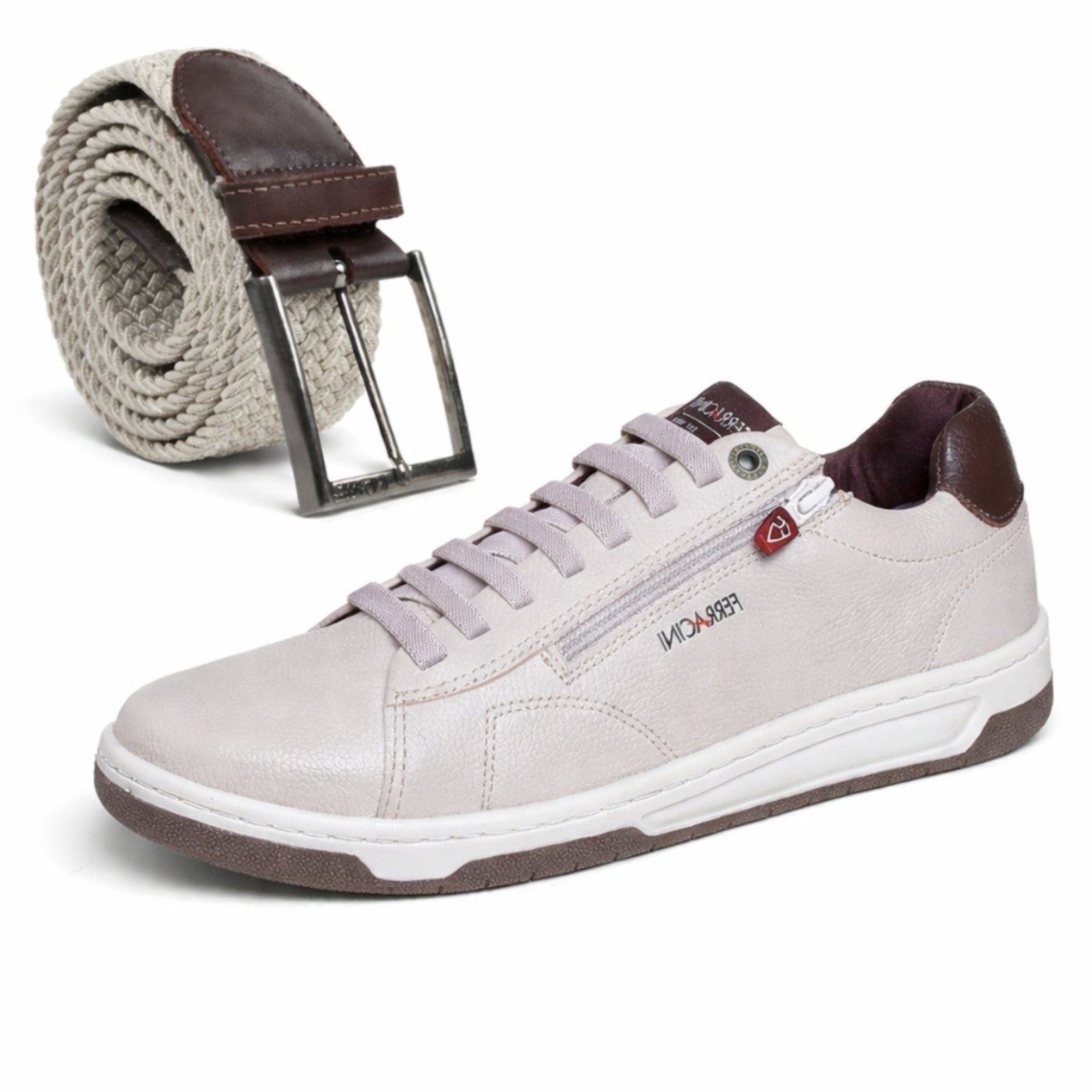 Imagem principal Kit Sapatênis Masculino Casual + Cinto Tecido Têxtil Premium Minipasso cinza