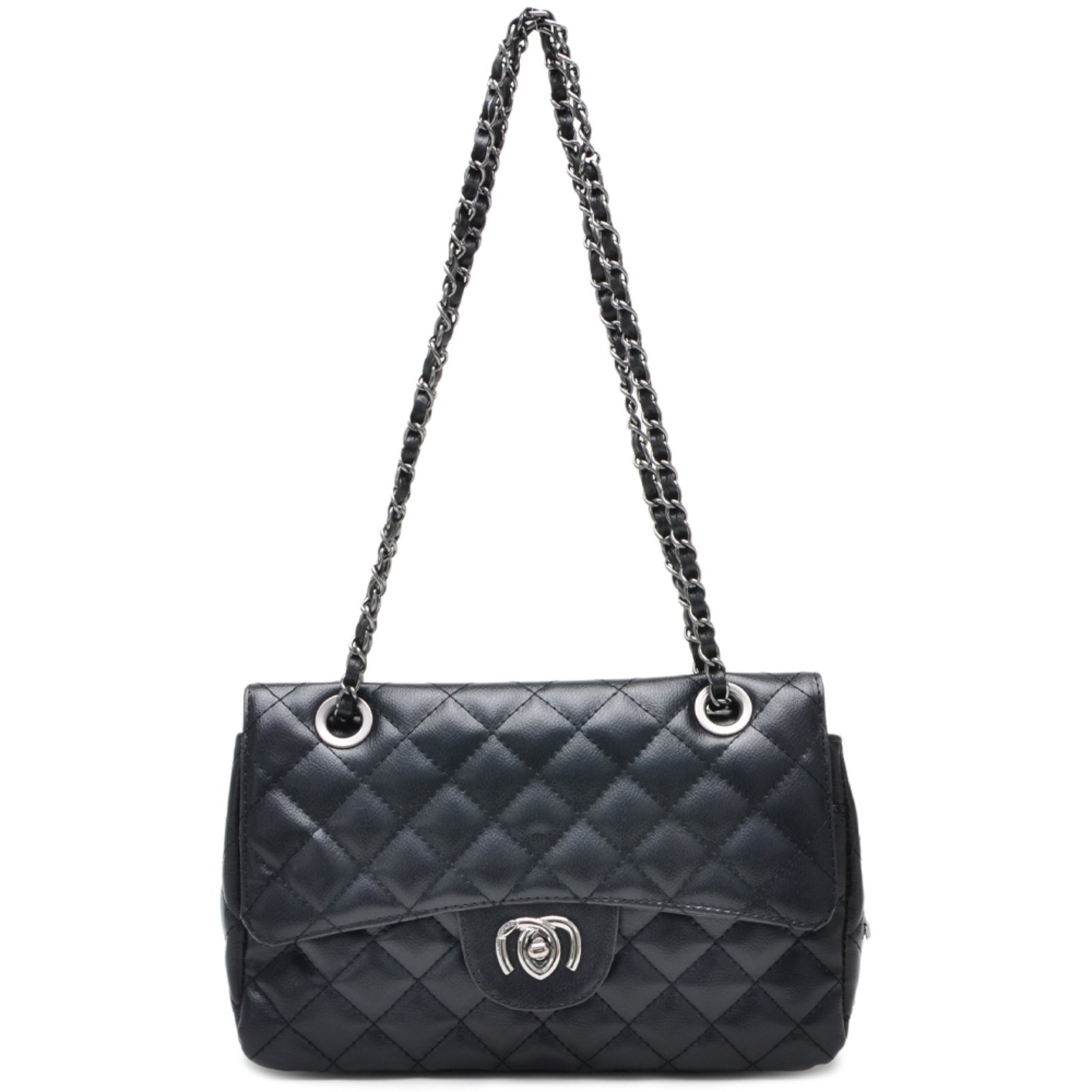 Imagem principal Bolsa Feminina Média Bordada Matelassê Alça de Corrente Moncci Mônaco Preta MONCCI preto