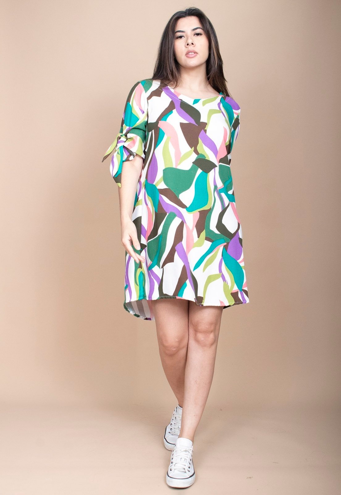 Imagem principal Vestido Curto Cabanafree Plano Estampa Encanto Botânico Cabanafree estampado/marrom/verde