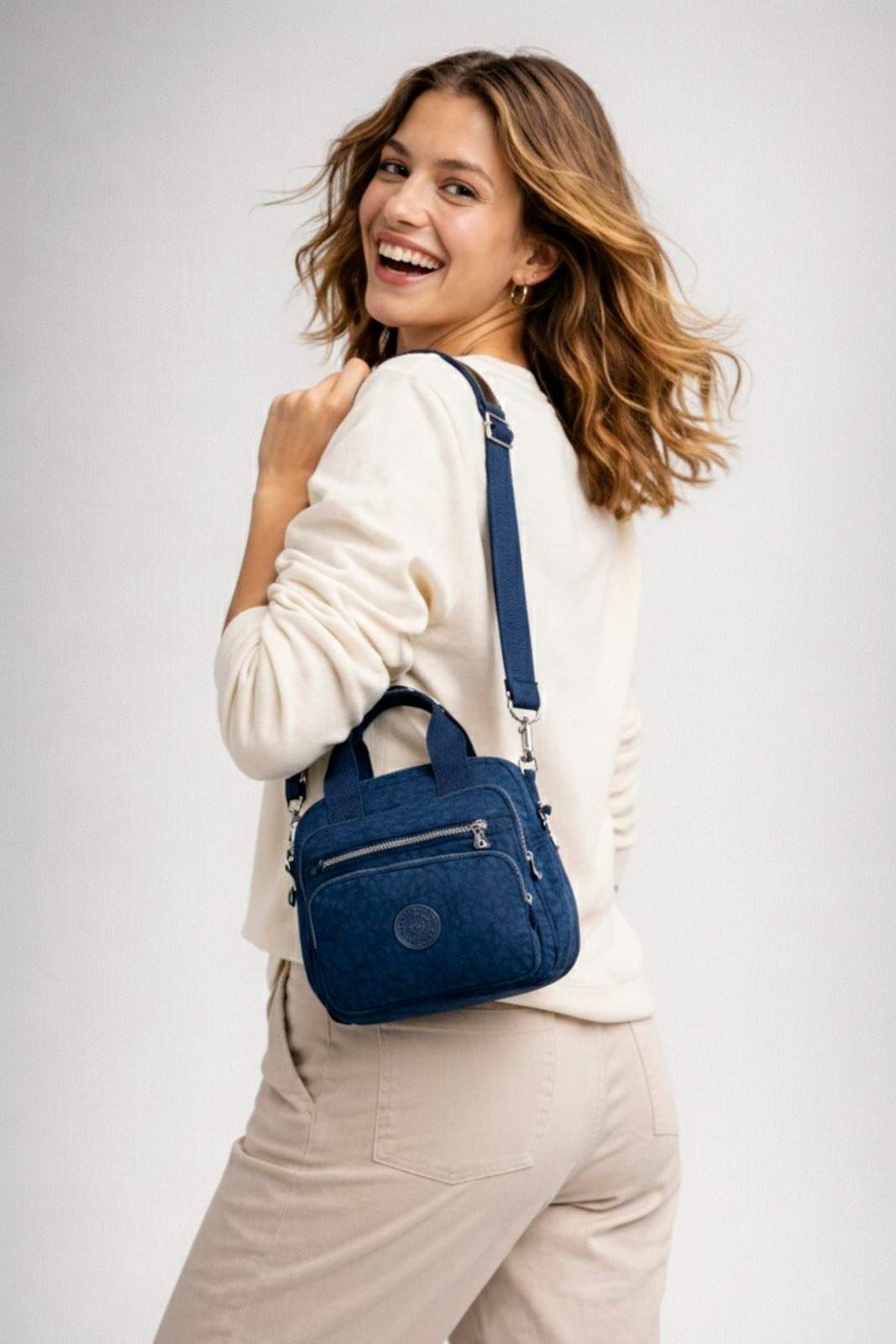 Imagem principal Bolsa Transversal Mini Mochila Feminina Multifuncional Casual Uso Diário Trabalho Perfect For You azul marinho