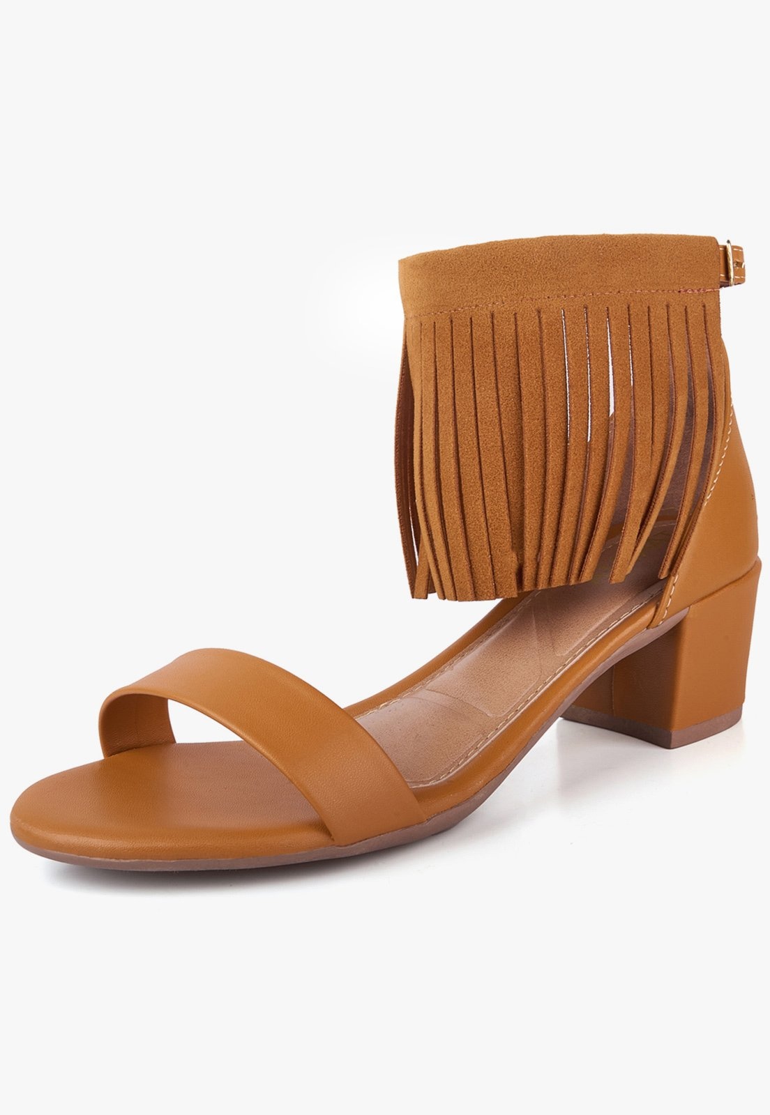 Imagem principal Sandália Feminina Takata Salto Baixo Bloco Grosso Franja Marrom TAKATA BY RAFAEL TAKATA caramelo