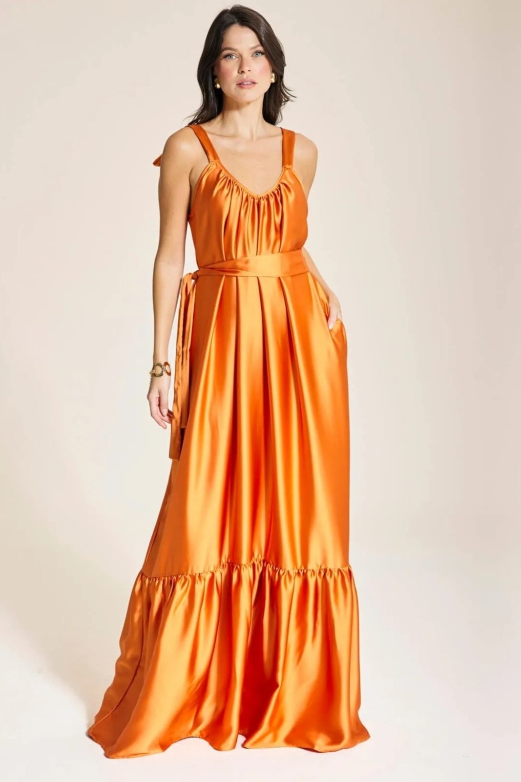 Imagem principal Vestido Longo Laços Lari Gloss- Ceramic VIC BRAND laranja