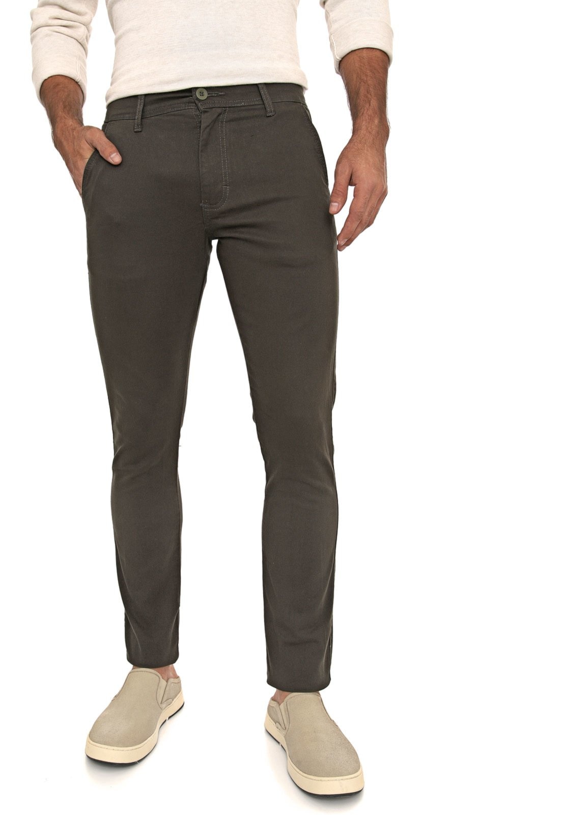 Imagem principal Calça Sarja Conforto Macaw Slim Fit Beau Escuro Macaw verde/verde militar/verde oliva verde