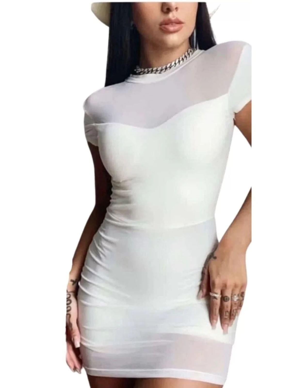 Imagem principal Macaquinho Summer Body Manga Tule Transparência Summer Body branco