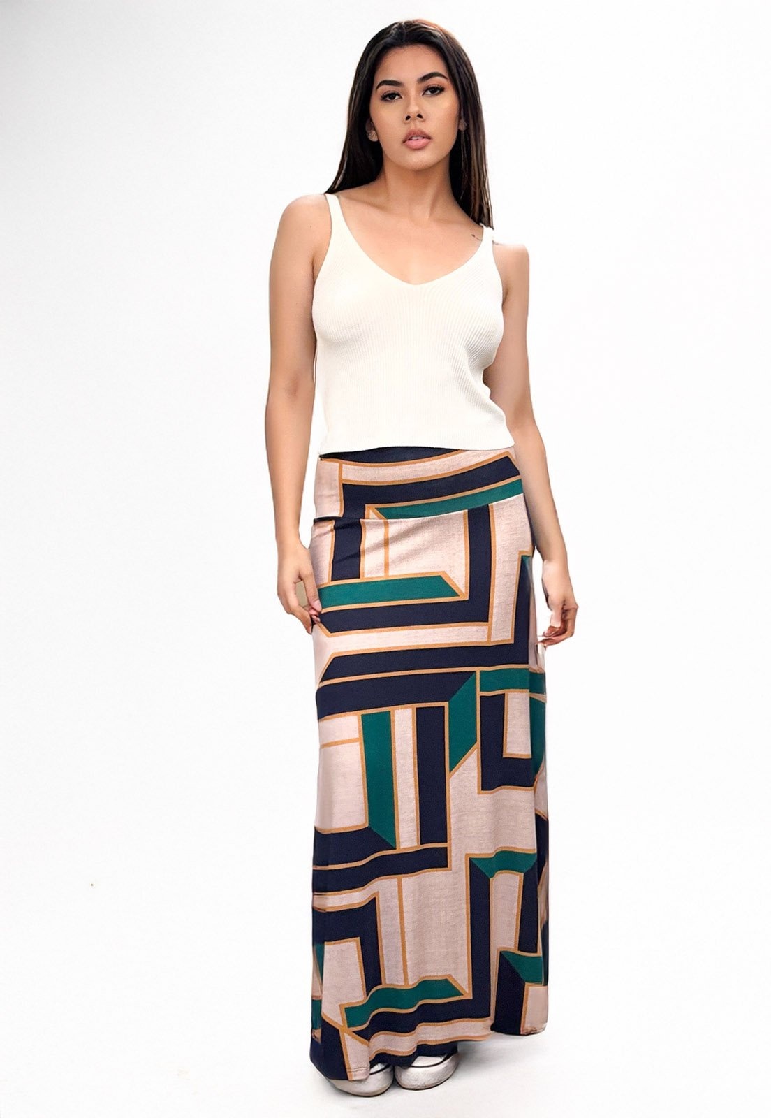 Imagem principal Saia Longa Cabanafree Malha SAZ Estampa Chapada de Areia Cabanafree estampado/marrom