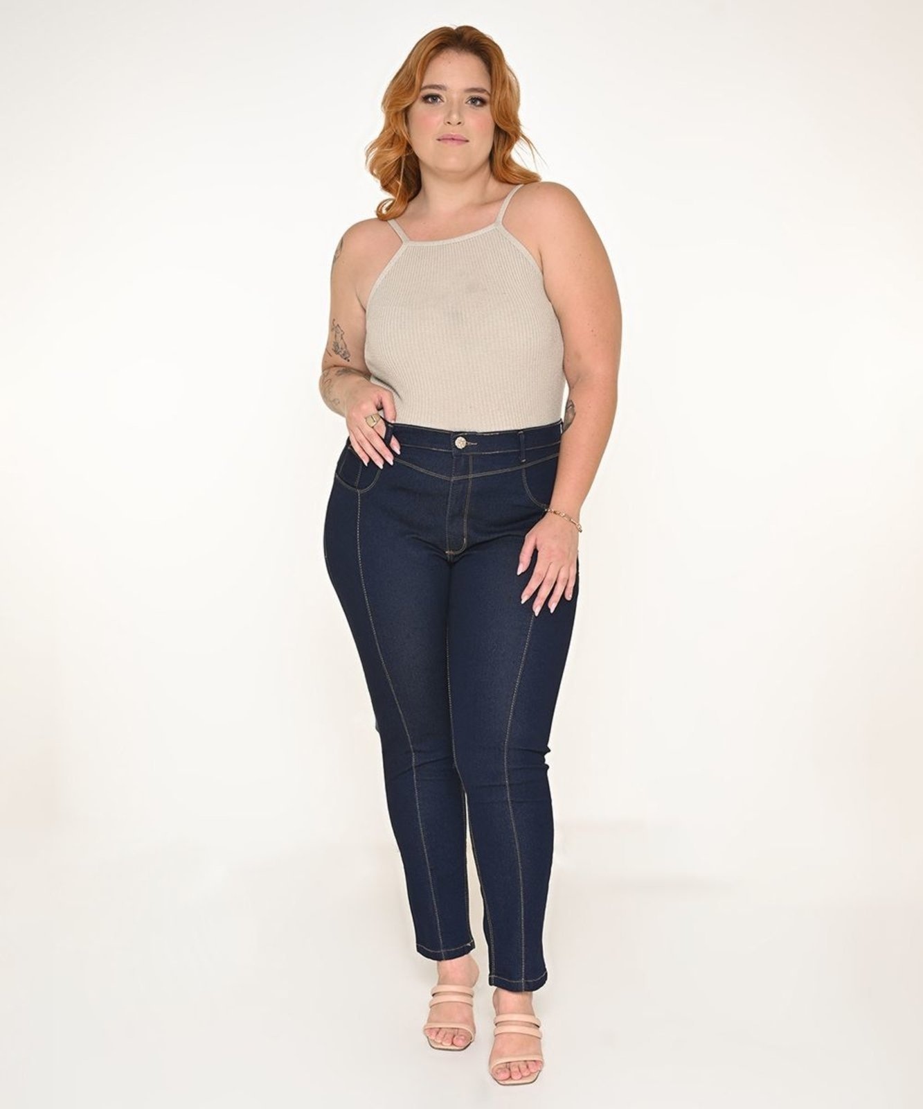 Imagem principal Calça Feminina Jeans Plus Skinny Com Nervura Razon Jeans azul marinho