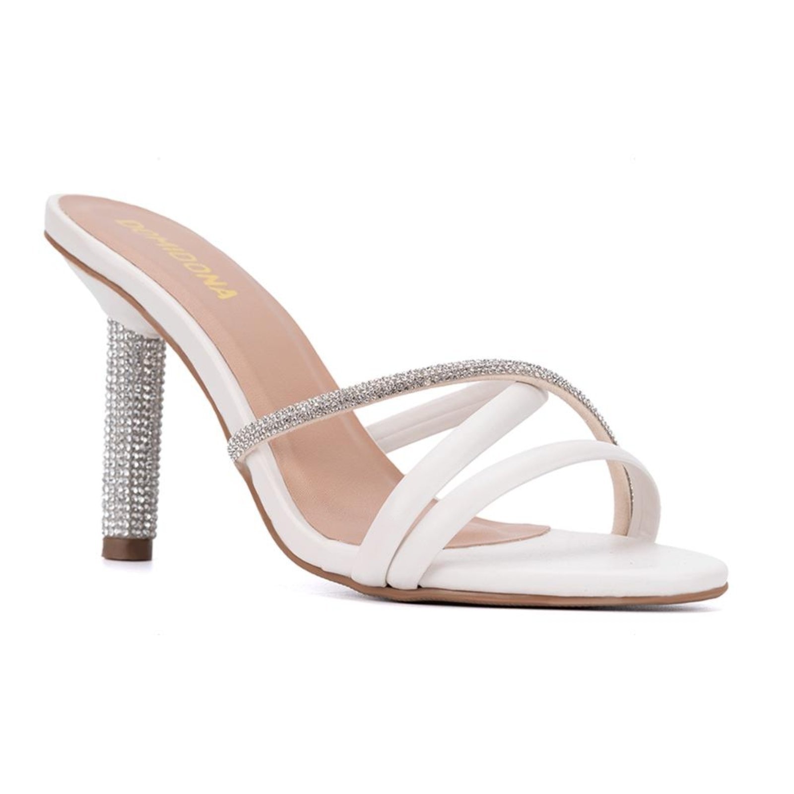 Imagem principal Sandália Feminina Off White Tiras Triplas Salto Alto De Strass Domidona off-white white