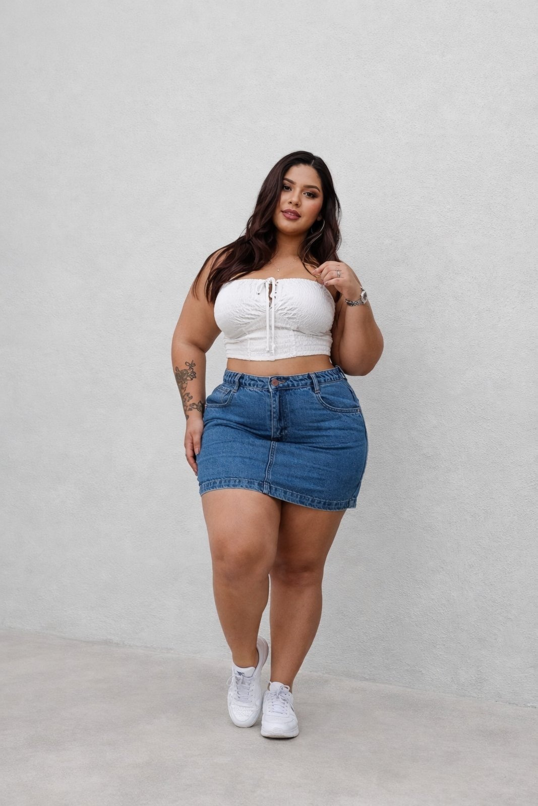 Imagem principal Saia Plus Size D Bell Outlet Fashion Jeans Claro D BELL OUTLET FASHION azul