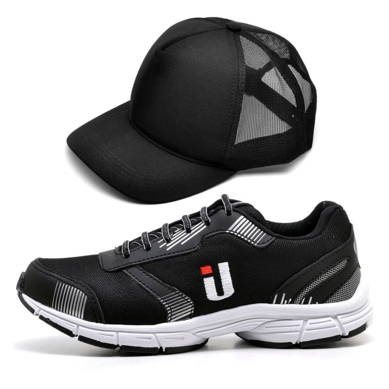 Imagem principal Tênis Casual Masculino Academia Corrida Leve Super Resistente Lançamento Mais Boné Promoção OUSY SHOES preto