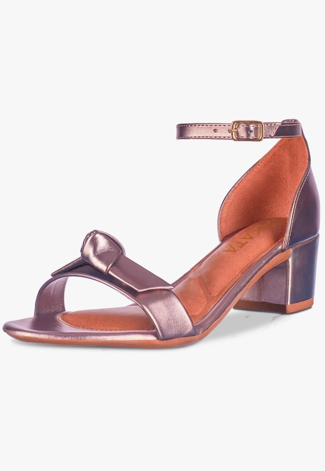 Imagem principal Sandália Feminina Salto Quadrado Bloco Baixo Laço Nó Metalizado Pratavelho TAKATA BY RAFAEL TAKATA prata velho