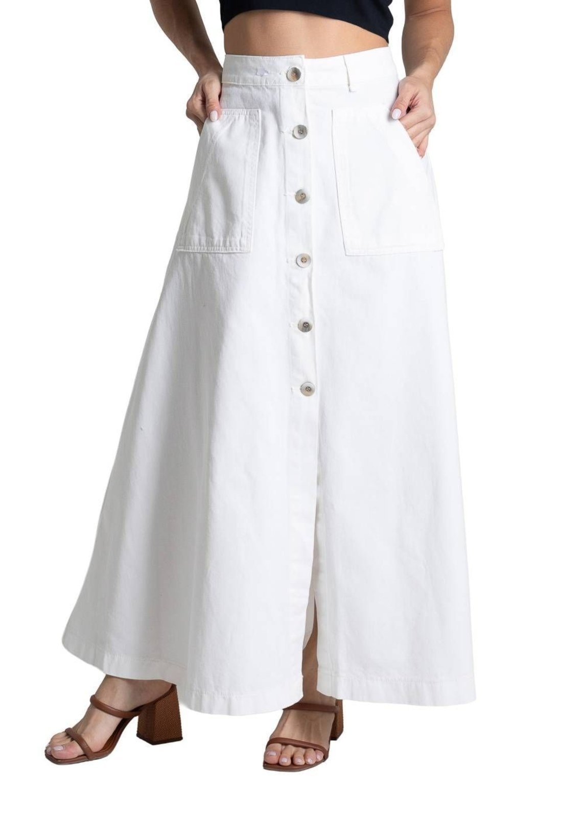 Imagem principal Saia Sarja Sawary Midi - 281990 Sawary branco