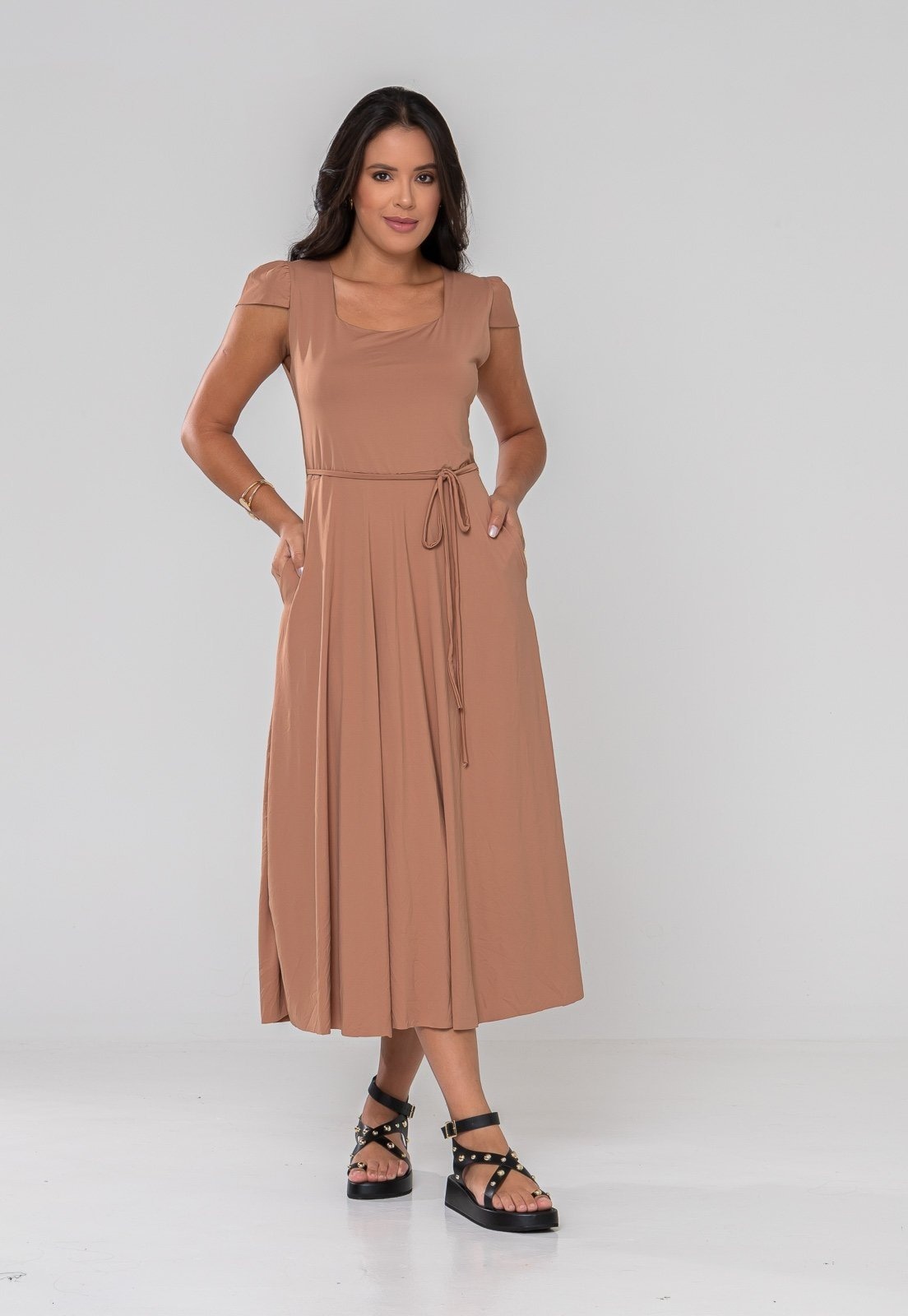 Imagem principal Vestido Aura Brenda Suplex Bolso Aura preto