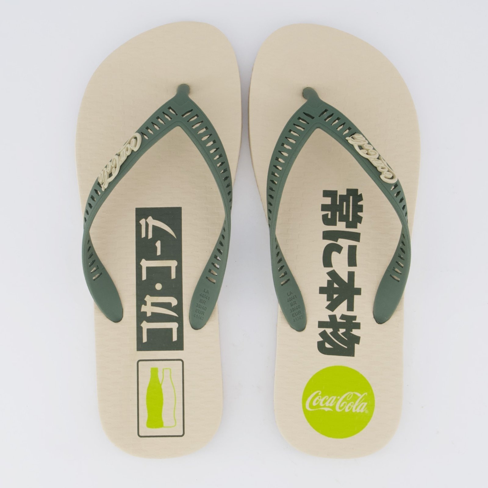 Imagem principal Chinelo Coca Cola Kanpai Off White e Verde Coca-Cola bege white