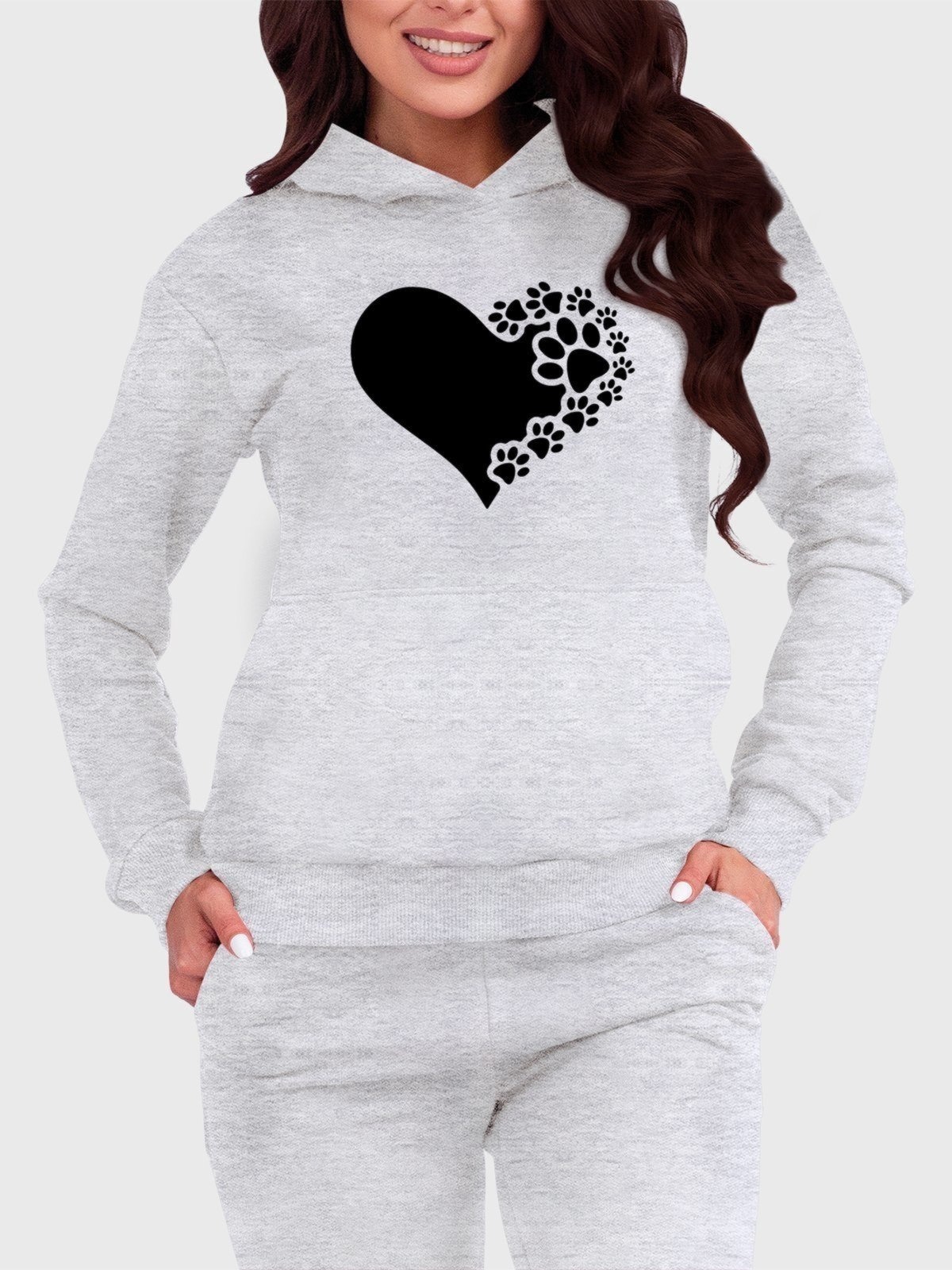 Imagem principal Blusa de Frio Moletom Flanelado Benellys Coração de Patas Canguru Claro Benellys cinza