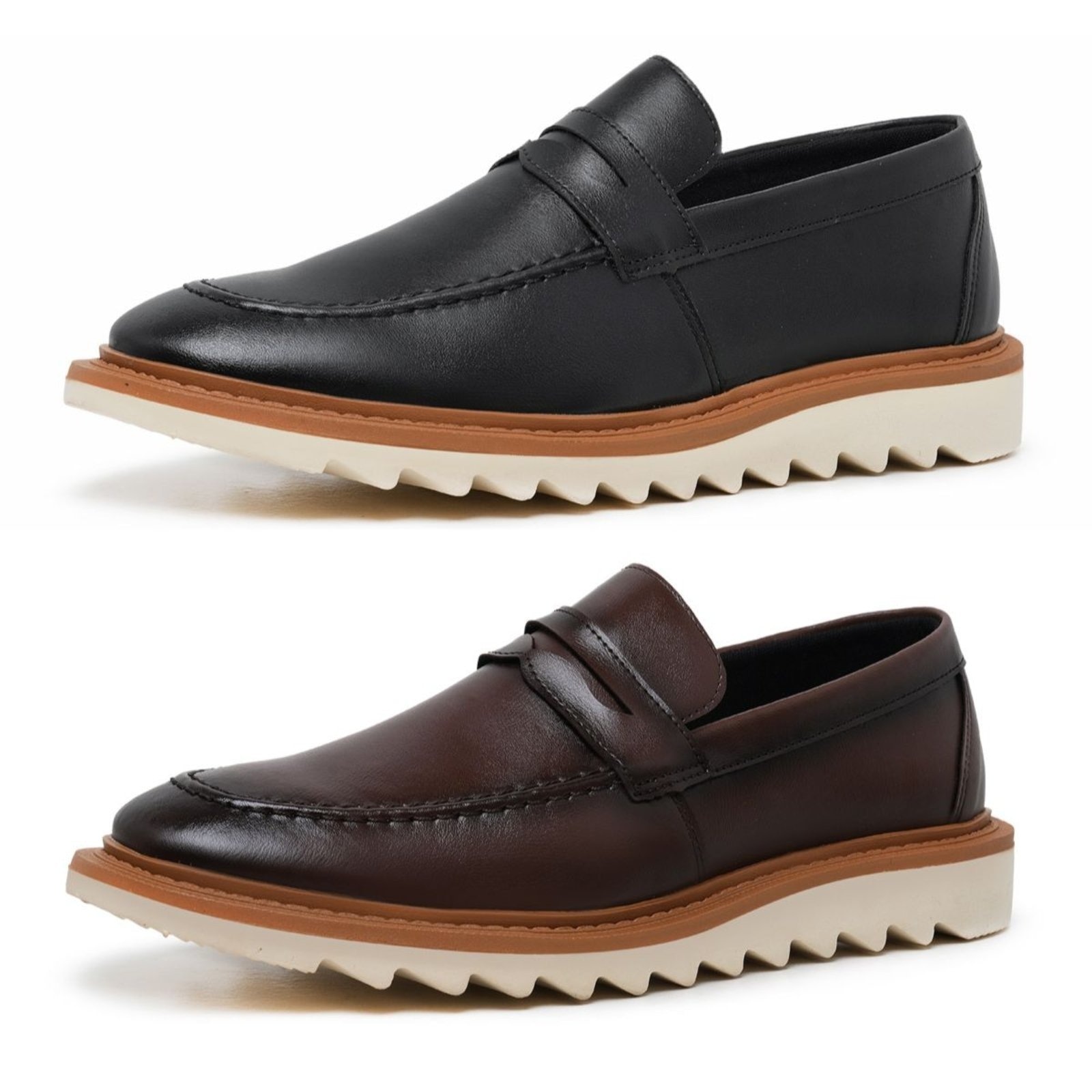 Imagem principal Kit 2 Par Sapato Casual Loafter Masculino Solado Tratorado Premium Yes Basic marrom/preto