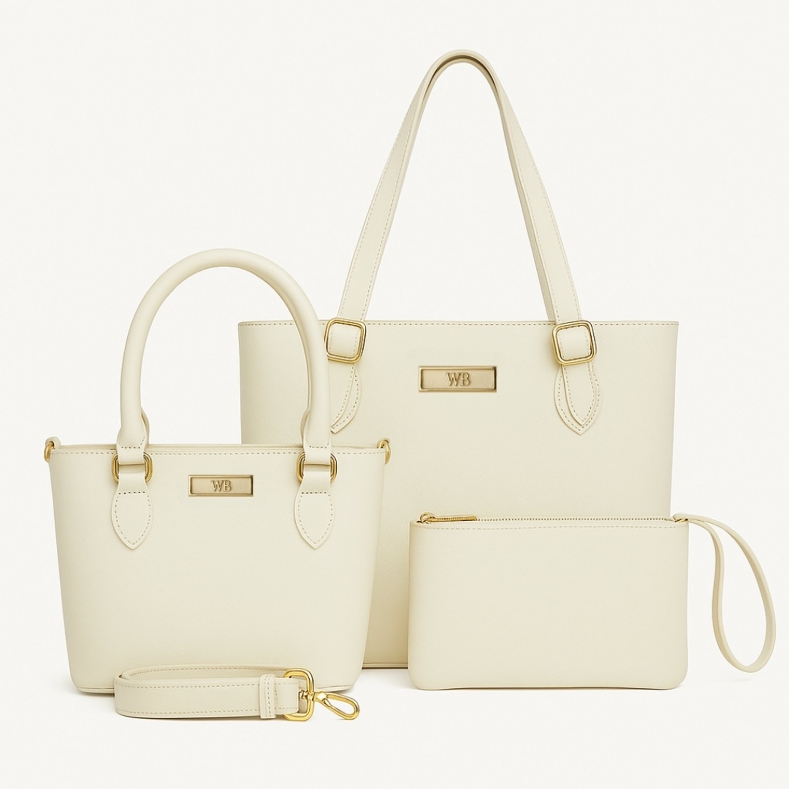 Imagem principal Kit 3 Peças Bolsa Shopper Com Alça De Ombro Bolsa Média TiraColo Ajustável E Nécessaire- Gelo WILLIBAGS branco/off-white