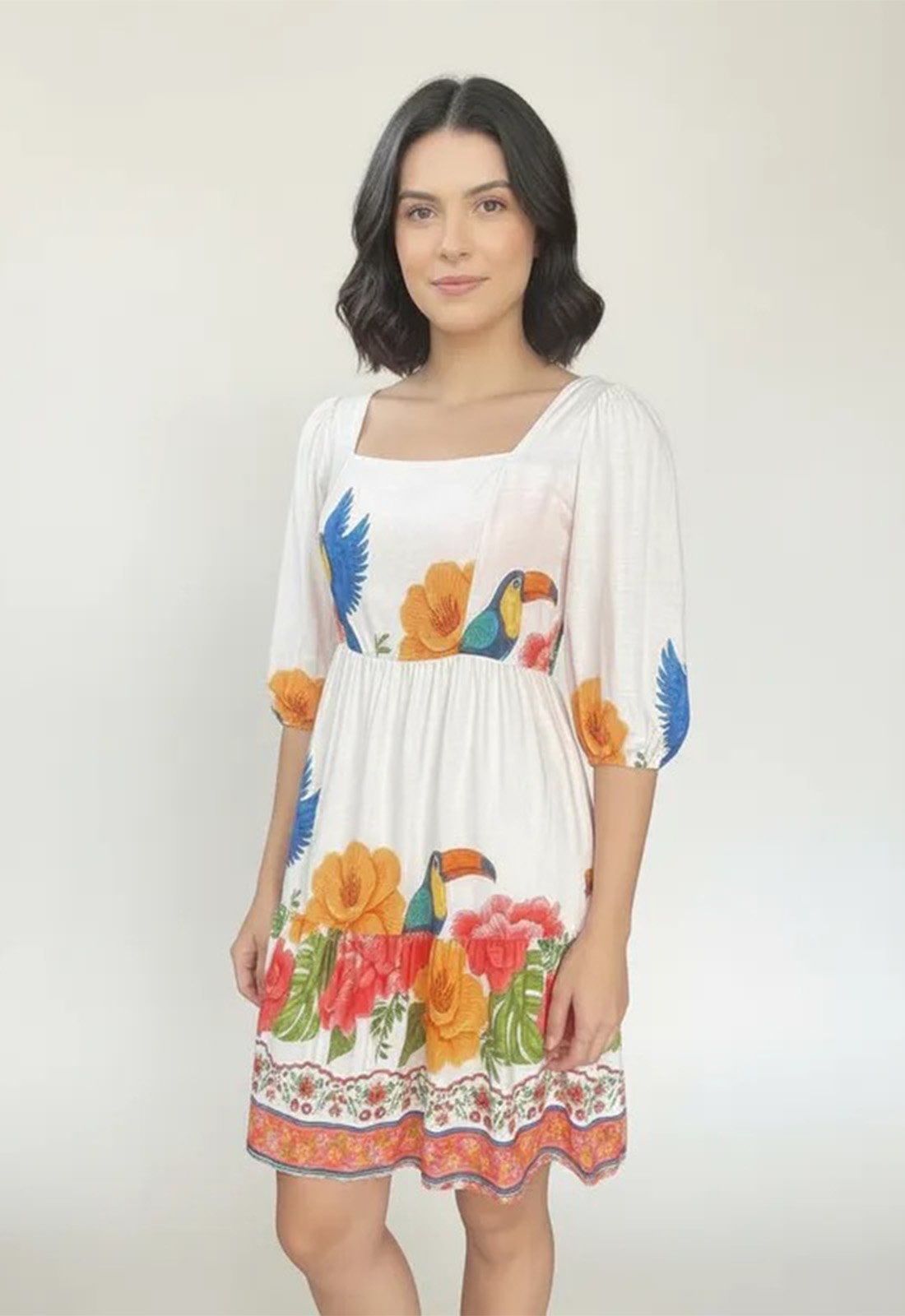 Imagem principal Vestido Curto Amazonia Vital Fauna e Flora I Amazonia Vital laranja/verde/vermelho