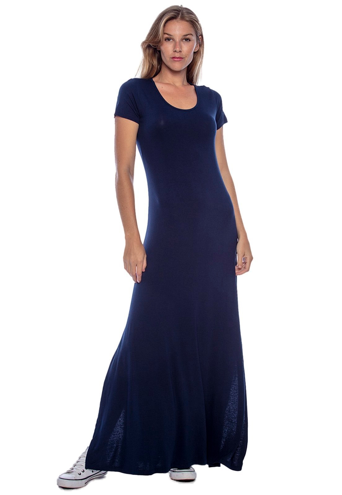 Imagem principal Vestido Longo Malha Gola Canoa Manga Curta Amazonia Vital Amazonia Vital azul