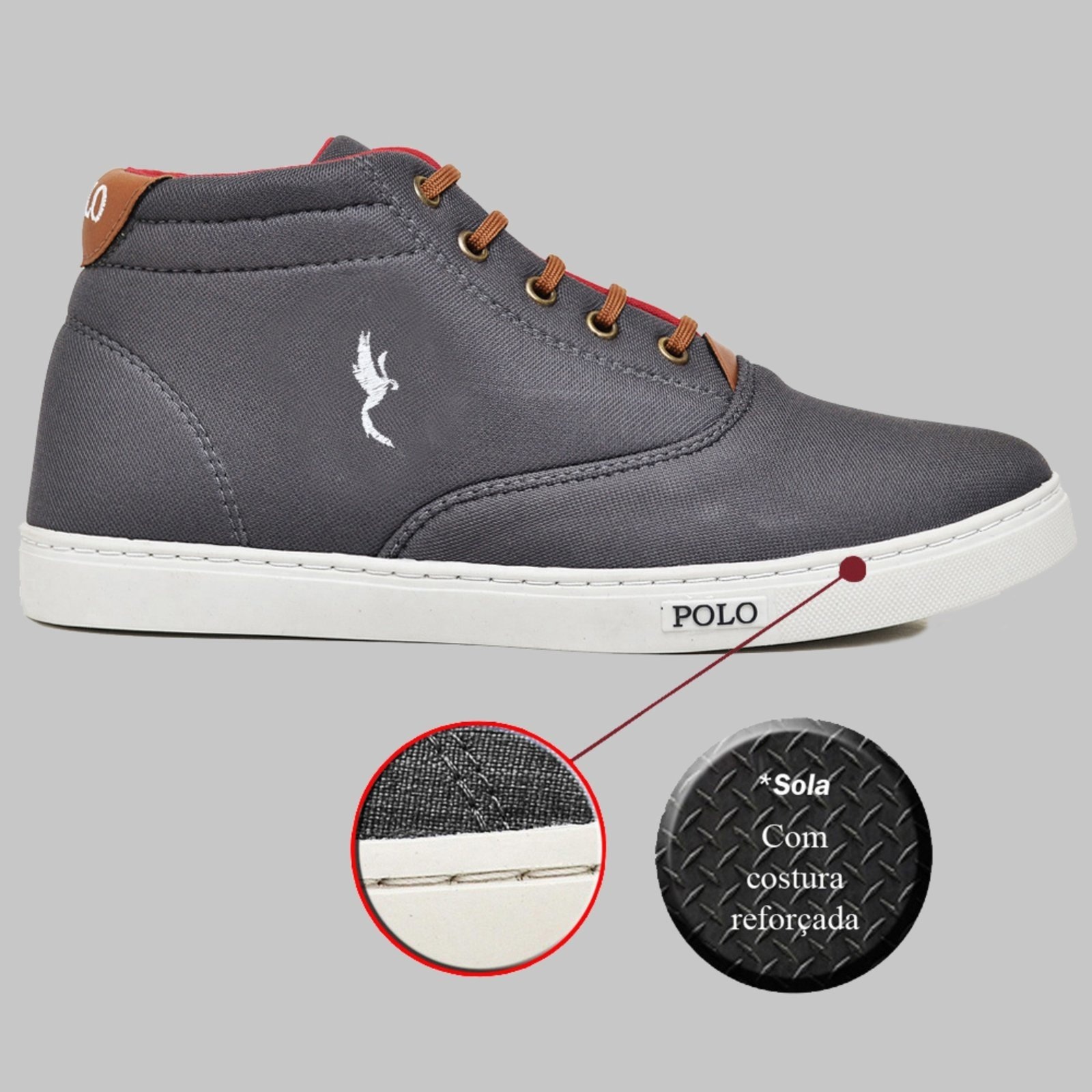 Imagem principal Sapatênis Masculino Cano Médio 7800 Cinza Polo Blu Footworks cinza blu