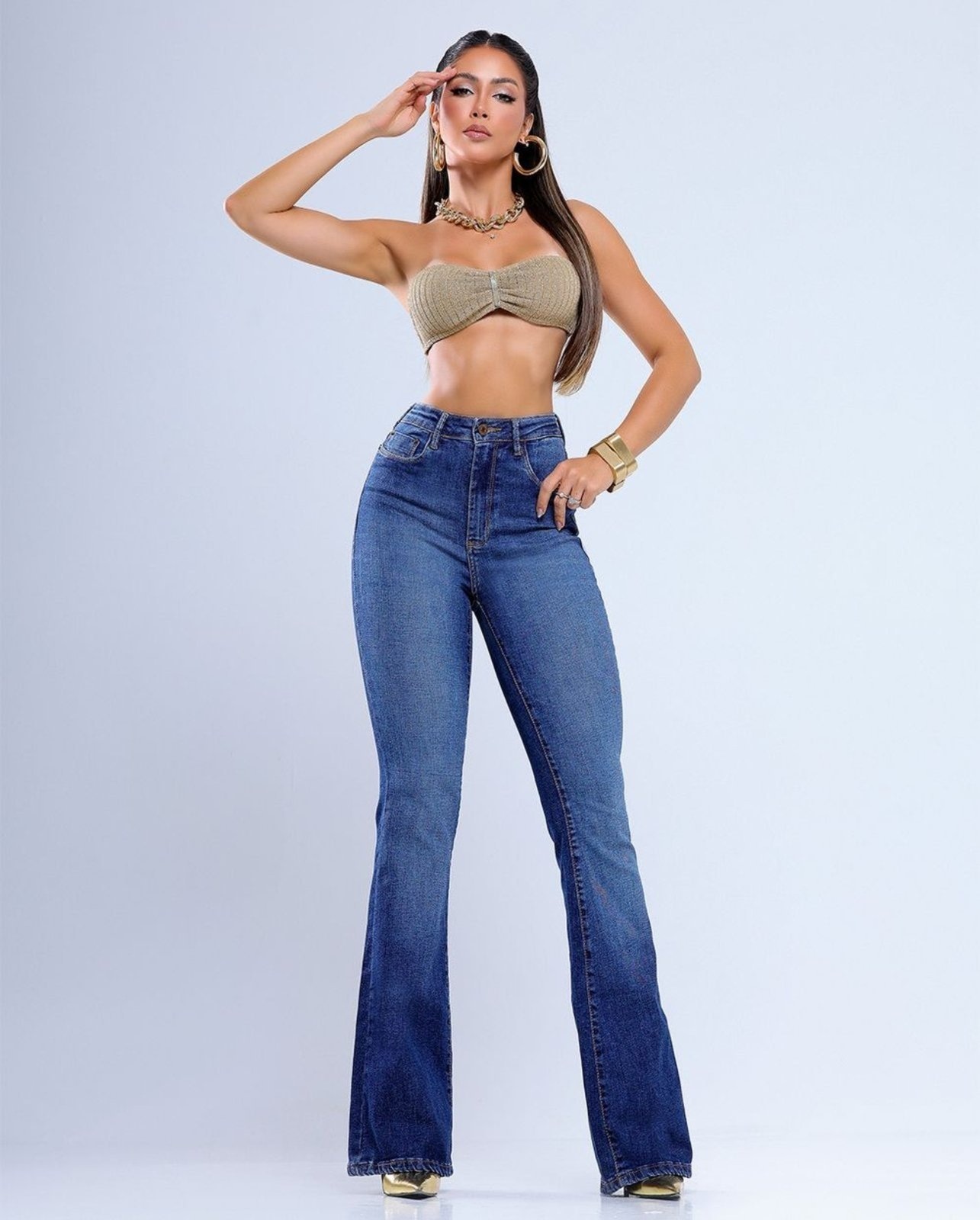 Imagem principal Calça Flare Feminina Cintura Alta 25246 Escura Consciência jeans