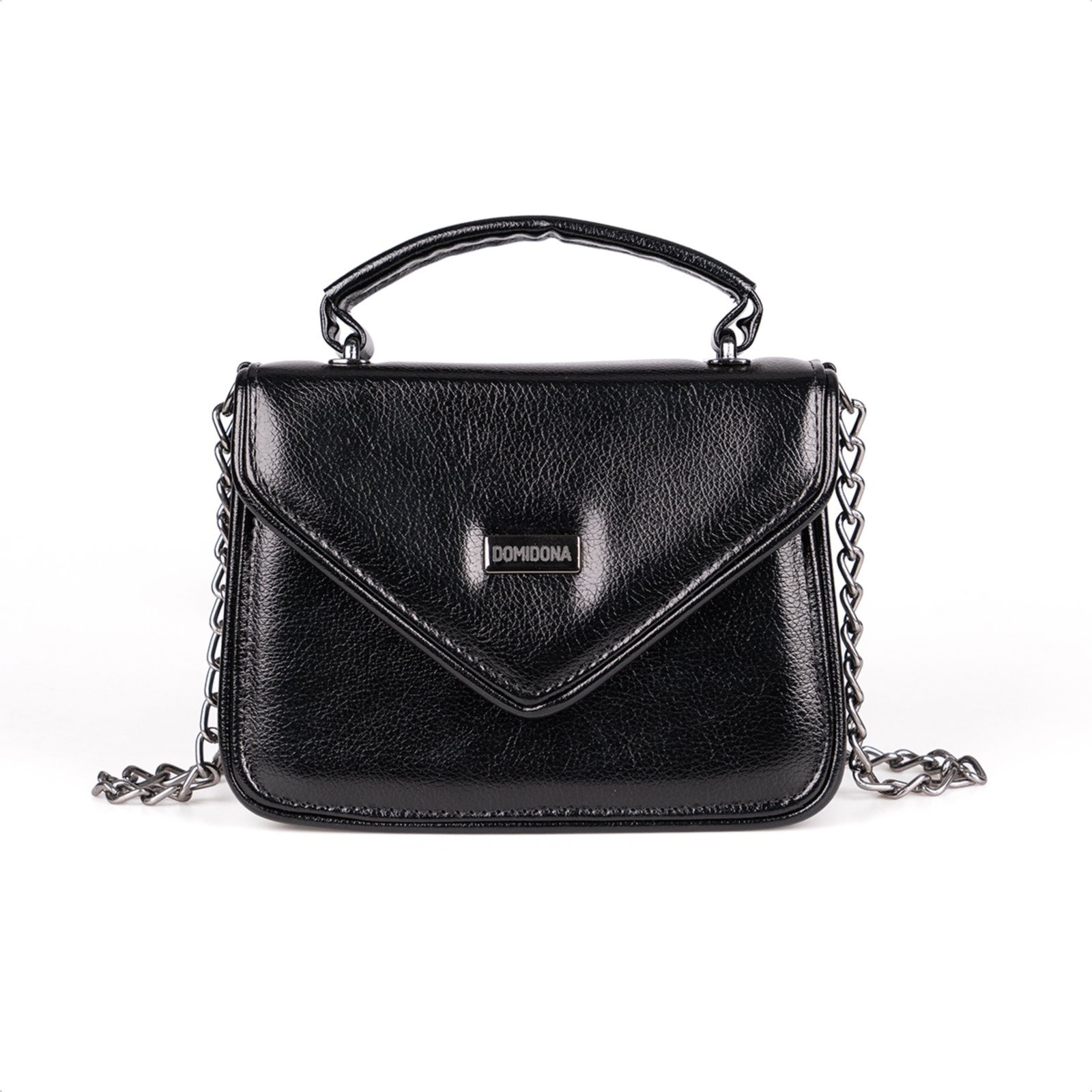 Imagem principal Bolsa Feminina Domidona Tiracolo Metalizada Corrente Alça Ajustável Domidona preto