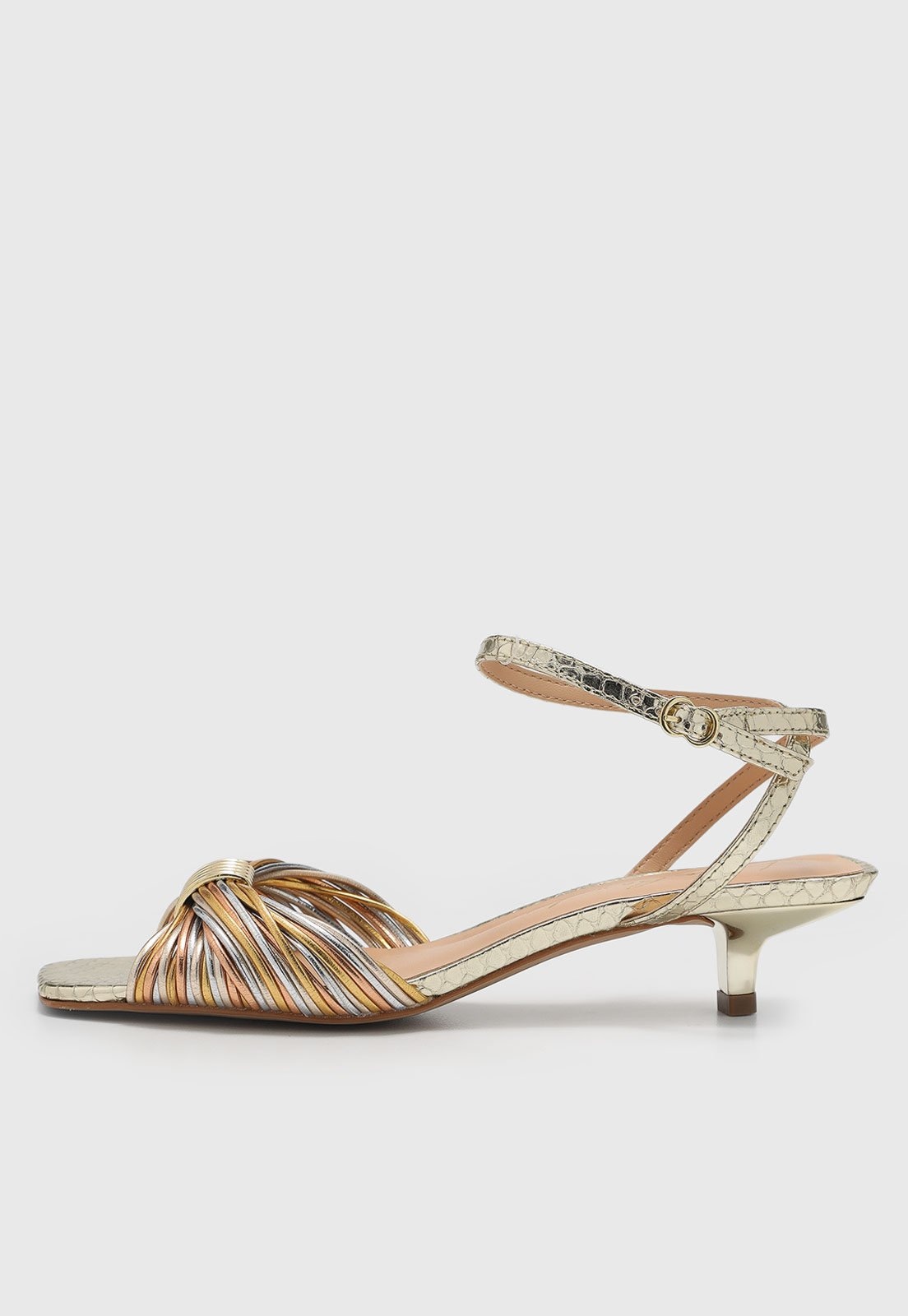 Imagem principal Sandália Feminina Luiza Barcelos Tiras Multicoloridas Metalizadas Dourada Luiza Barcelos dourado