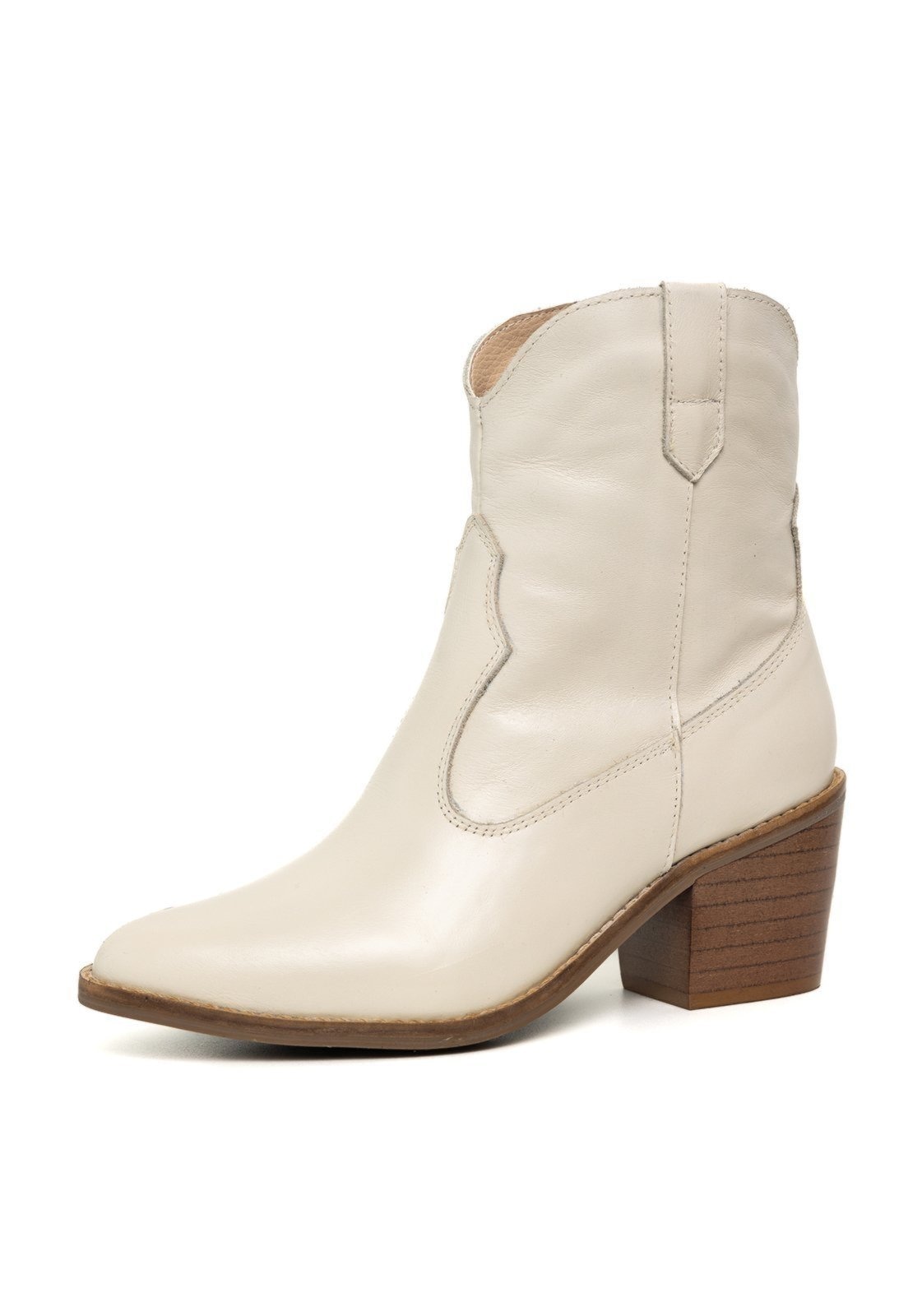 Imagem principal Bota Western Texana Bico Fino Cano Curto Country Couro Off White TELLINI STORE off-white white