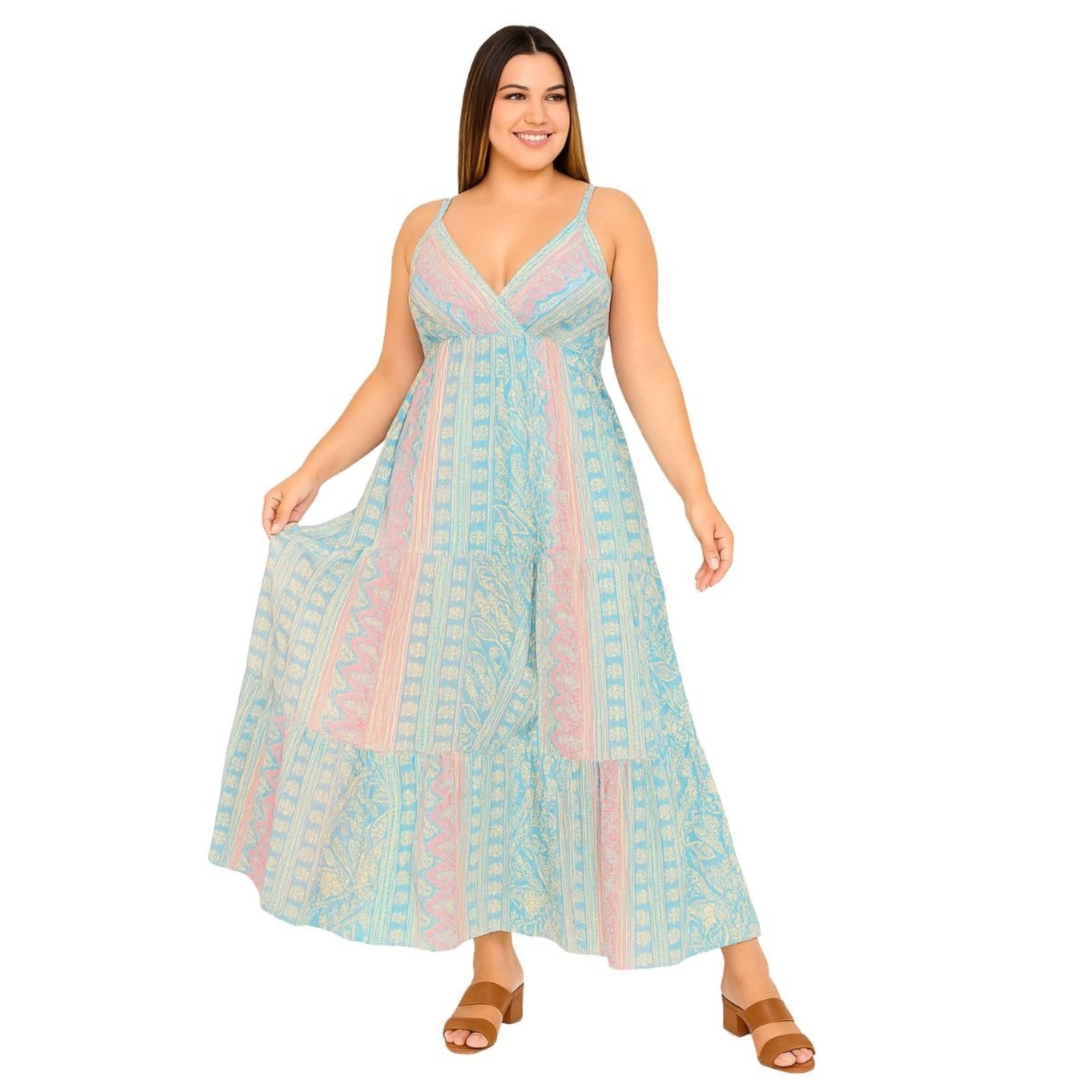 Imagem principal Vestido Longo Indiano Vih Triny Estilo Boho Vih Triny azul