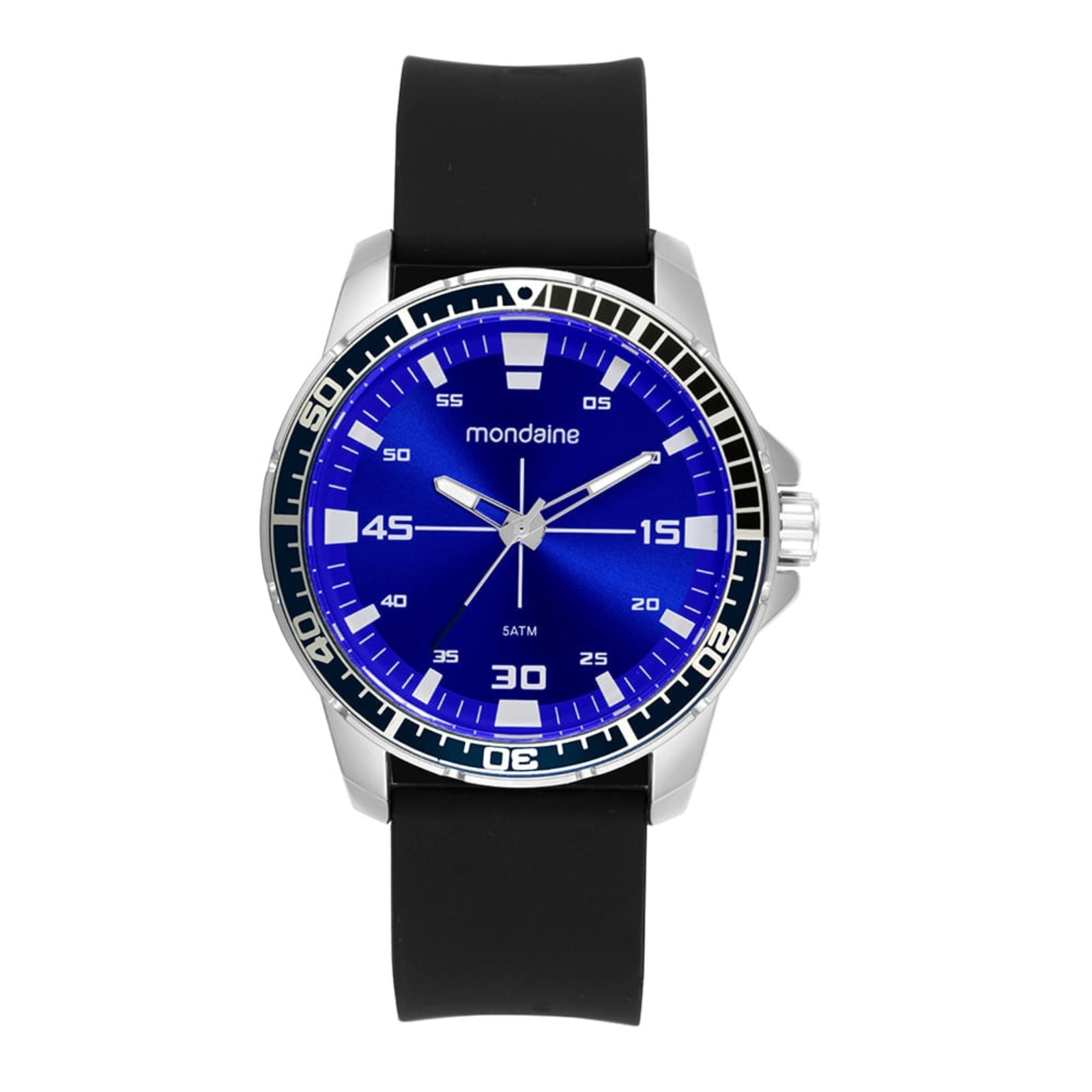 Imagem principal Relogio Masculino Mondaine Prata Silicone Mostrador Azul Mondaine preto azul