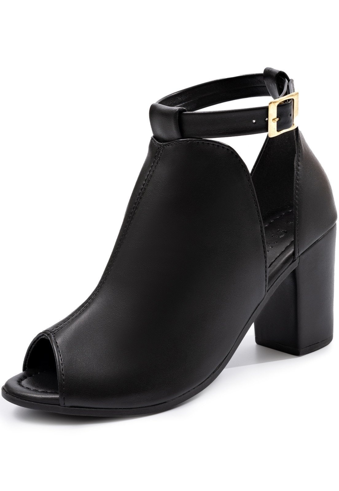 Imagem principal Sandália Ankle Boot Feminina Lumiss Bota Salto Grosso Fechada Confortável Sintético LUMISS preto