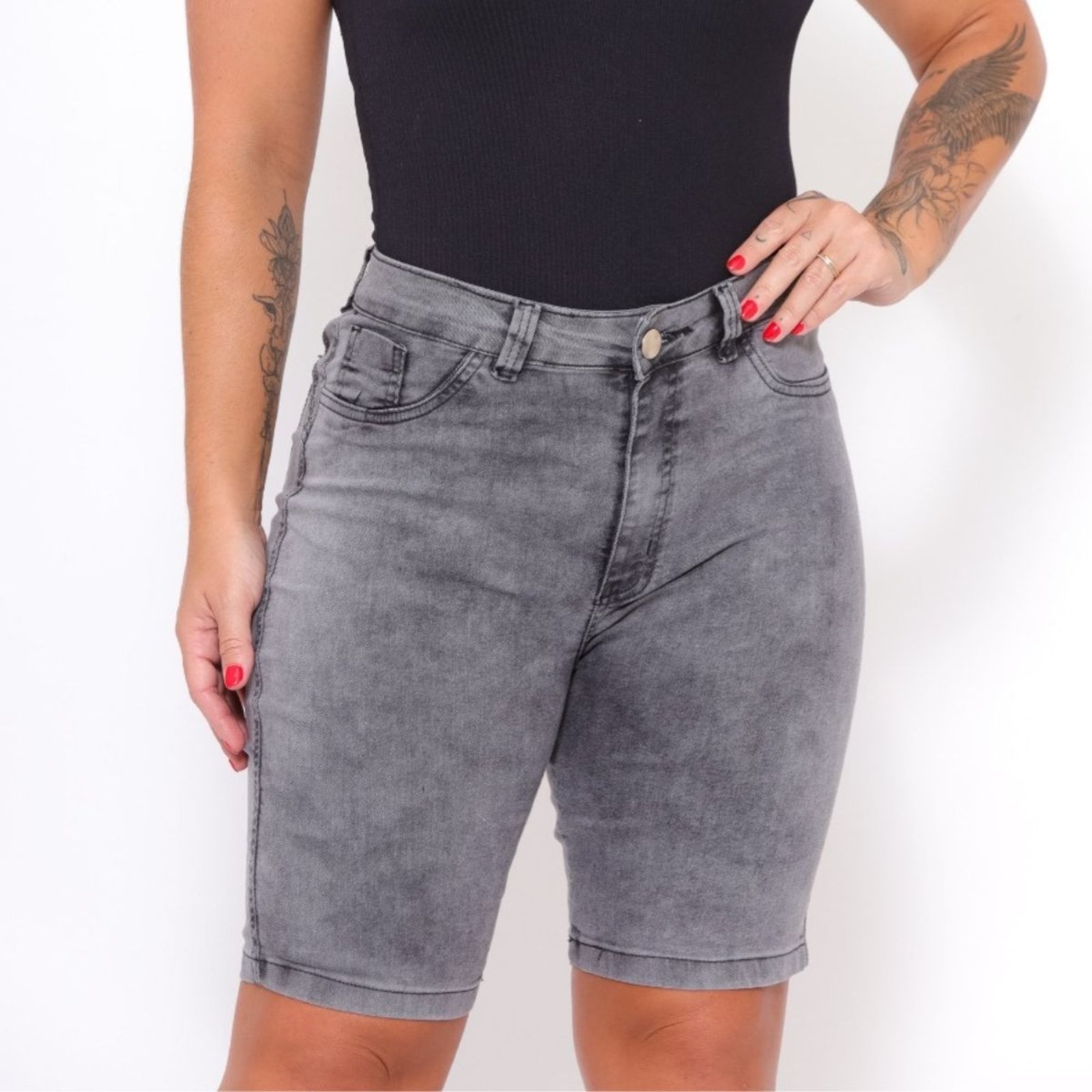 Imagem principal Bermuda Comprida Feminina Jeans Loka Jeans Loka cinza/grafite/preto