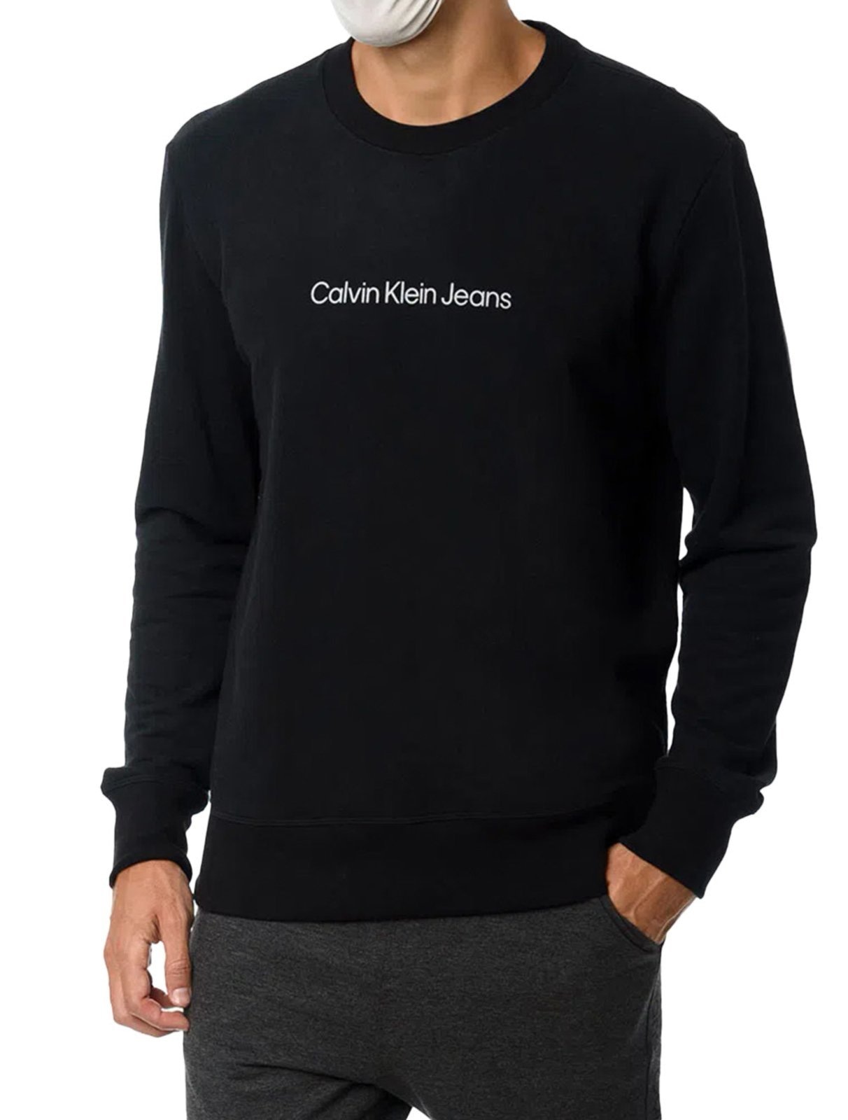 Imagem principal Moletom Calvin Klein Jeans Masculino Crewneck Light Front Logo Calvin Klein preto