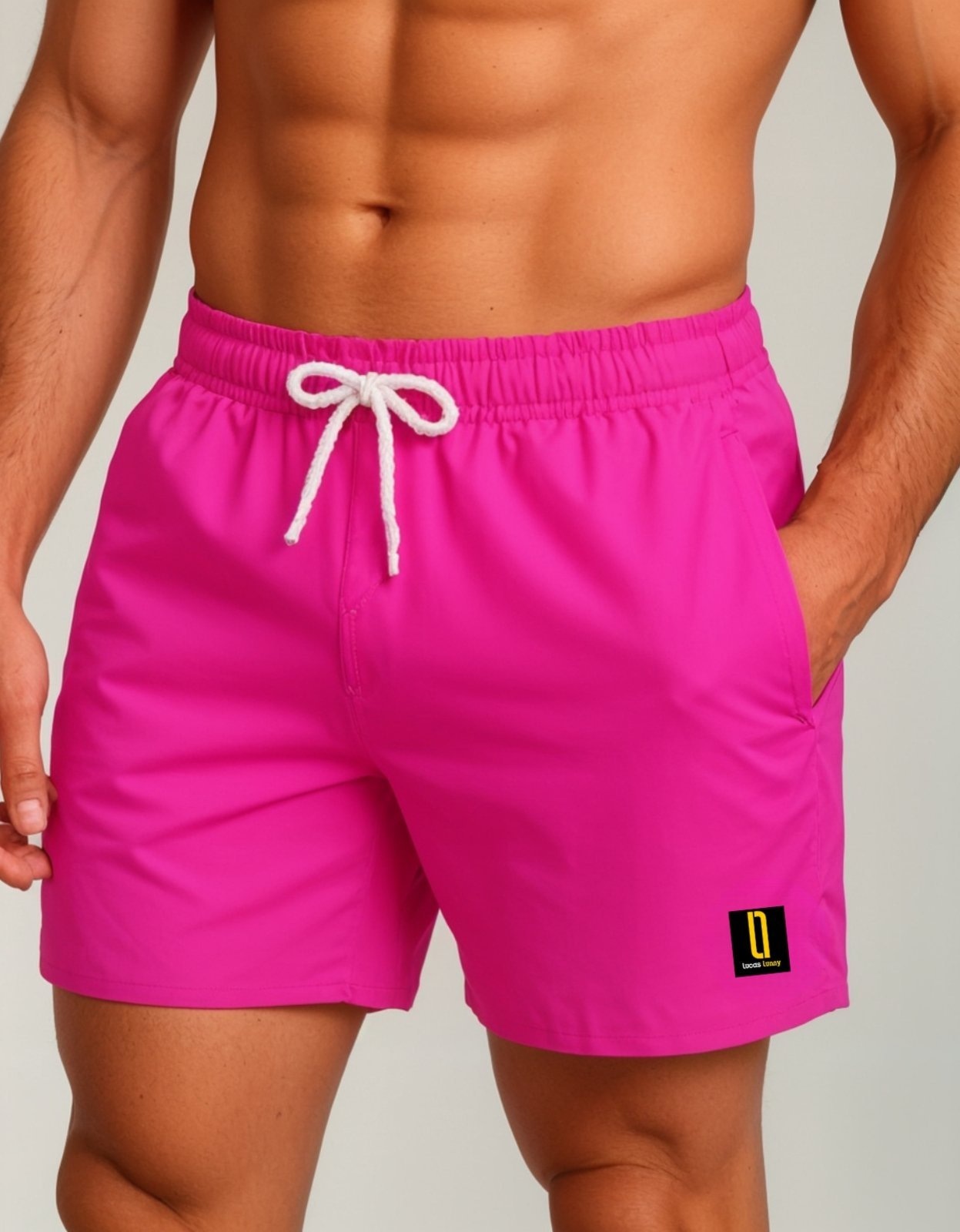 Imagem principal Short Masculino Neon Bermuda Praia Mauricinho Jr Rf. 001 Rosa Lucas Lunny rosa neon