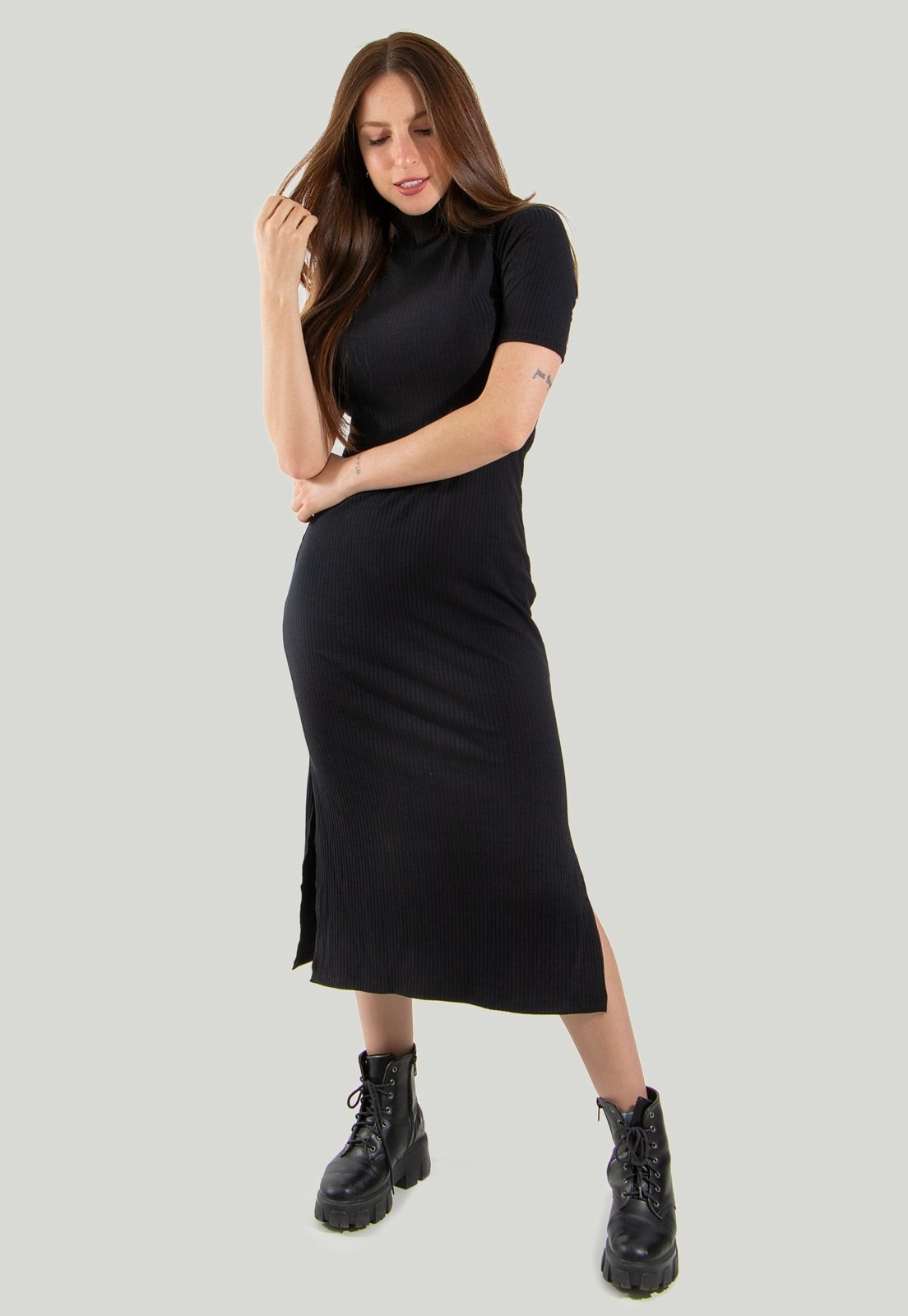Imagem principal Vestido Midi Diluxo Gola Alta Canelada Diluxo preto