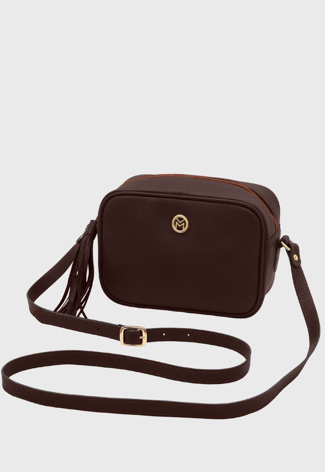 Imagem principal Bolsa Transversal de Couro Mariart Titânio Chocolate Mariart marrom