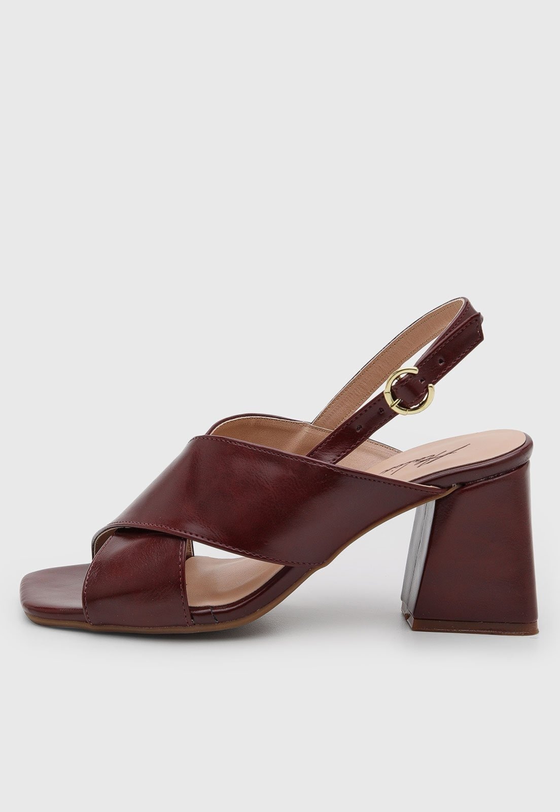 Imagem principal Sandália Salto Geométrico Feminina Atalia Shoes Madrid Marsala Tiras Grossas Cruzadas Tendência 2026 Atalia Shoes vermelho/vinho