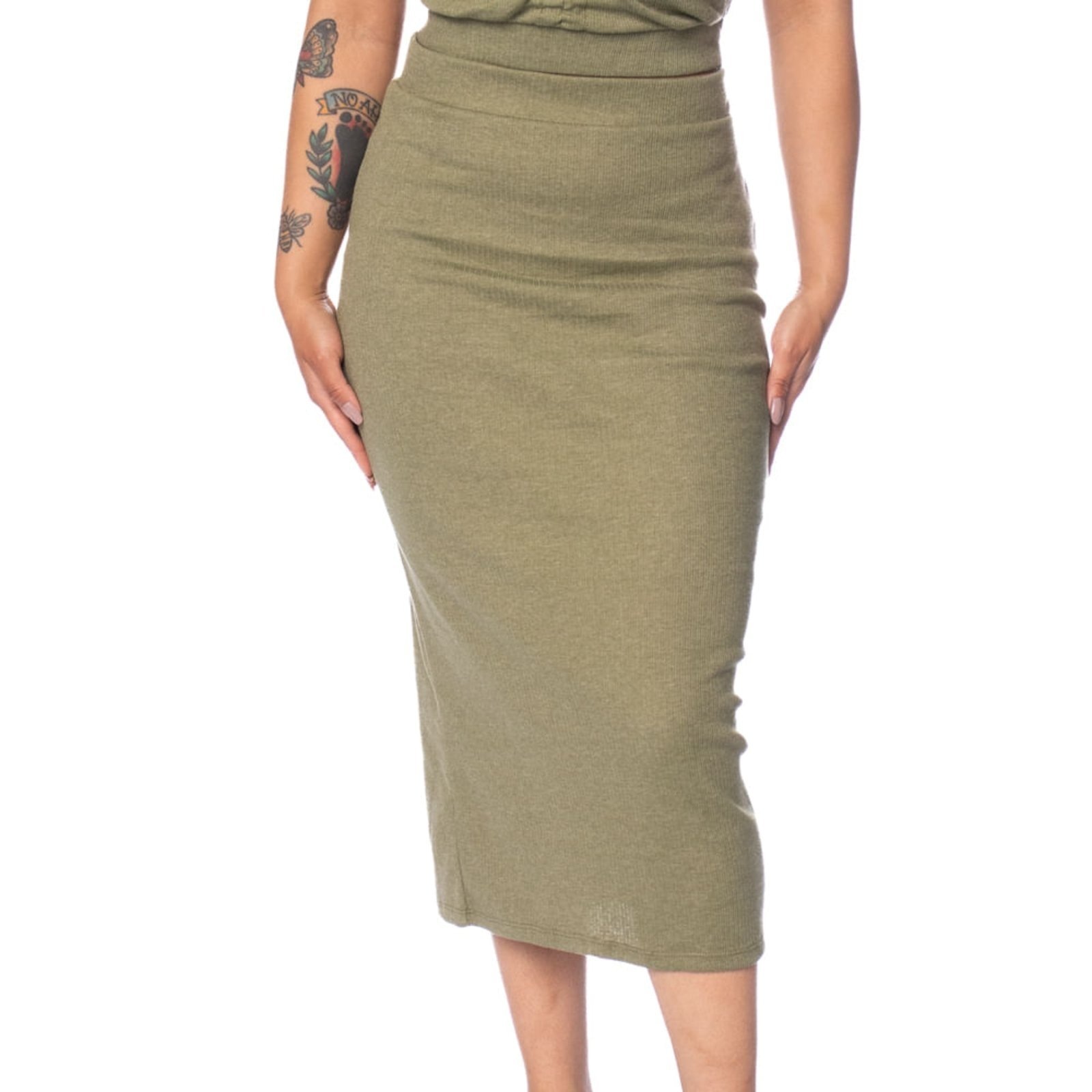 Imagem principal Saia Feminina Habana Canelada Midi Habana verde