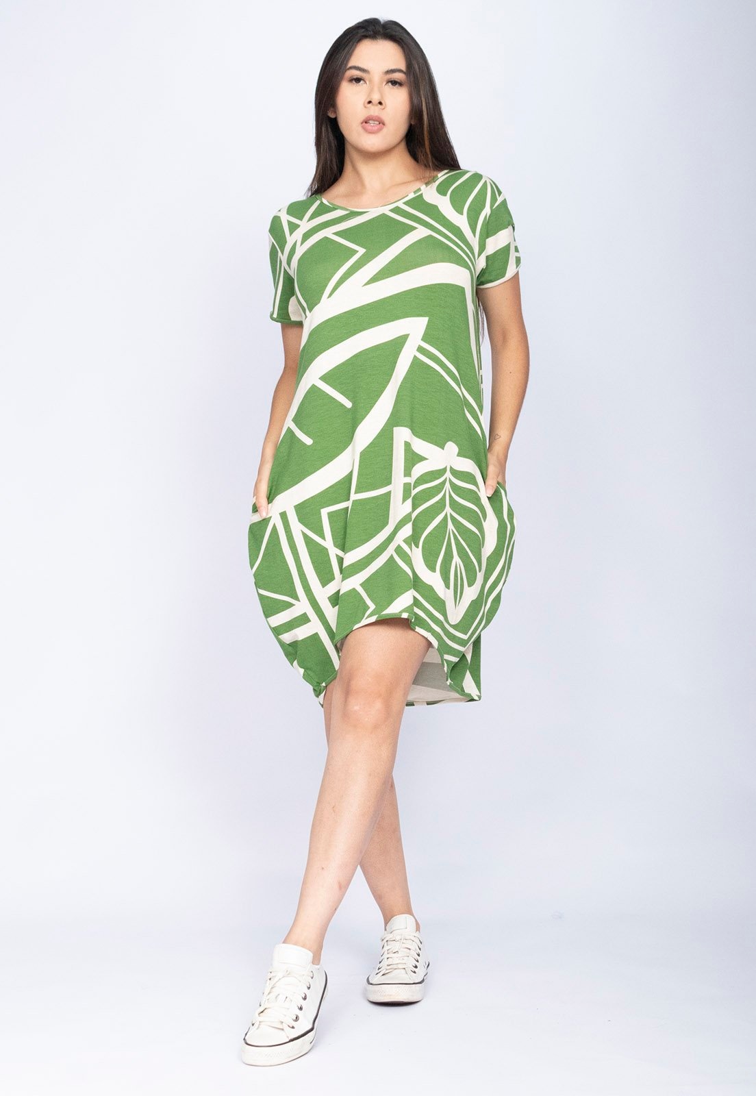 Imagem principal Vestido CabanaFree Curto Malha Amplo Always Estampa Lagoa Botânica Verde Cabanafree estampado/verde verde