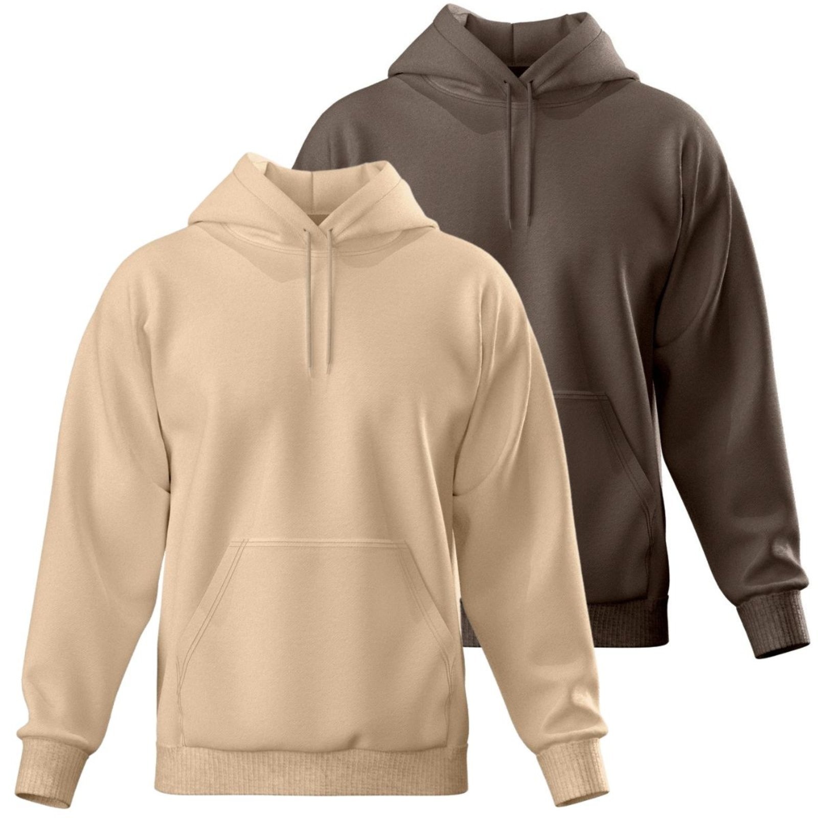 Imagem principal Kit 2 Blusa de Frio Moletom Liso Casaco Canguru Fechado Com Capuz Inverno e Relaxado café/preto