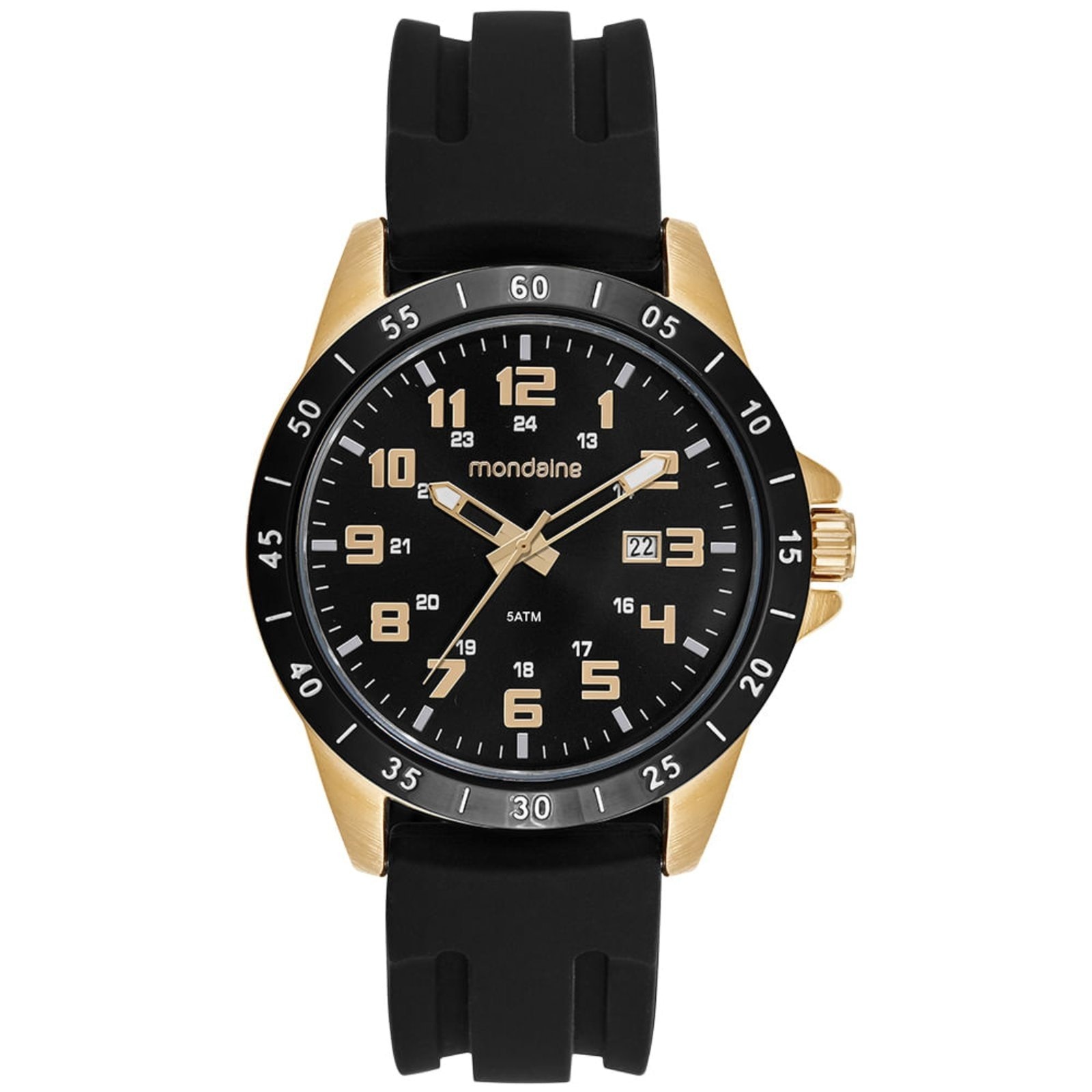 Imagem principal Relógio Masculino Dourado Horário Duplo Calendário Mondaine preto