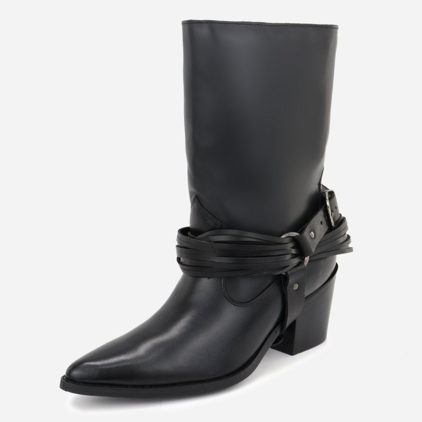 Imagem principal Bota Feminina Western Fashion Estilo Conforto Country Detalhes ajustáveis em Couro Texana Maria Paula MARIA PAULA preto