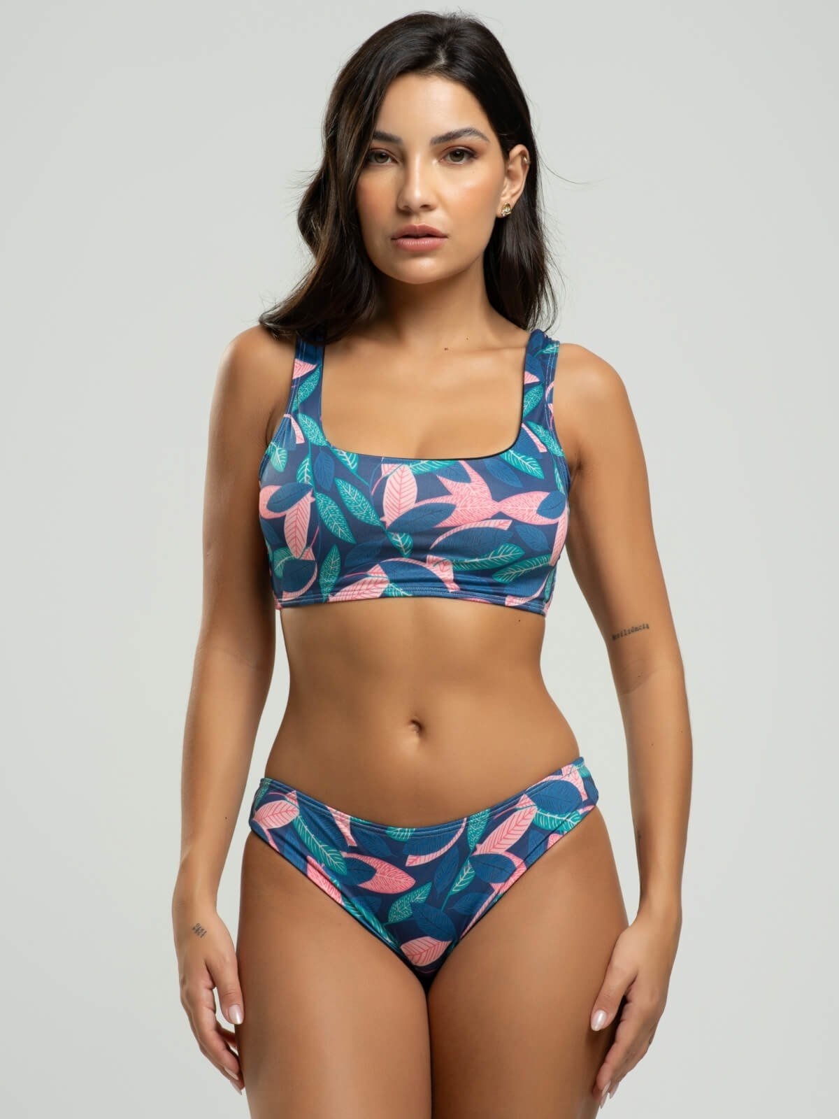 Imagem principal Biquini Regata Calcinha Comum Proteção Uv 50+ Vicbela Folha Vicbela azul/azul marinho/estampado/multicolorido