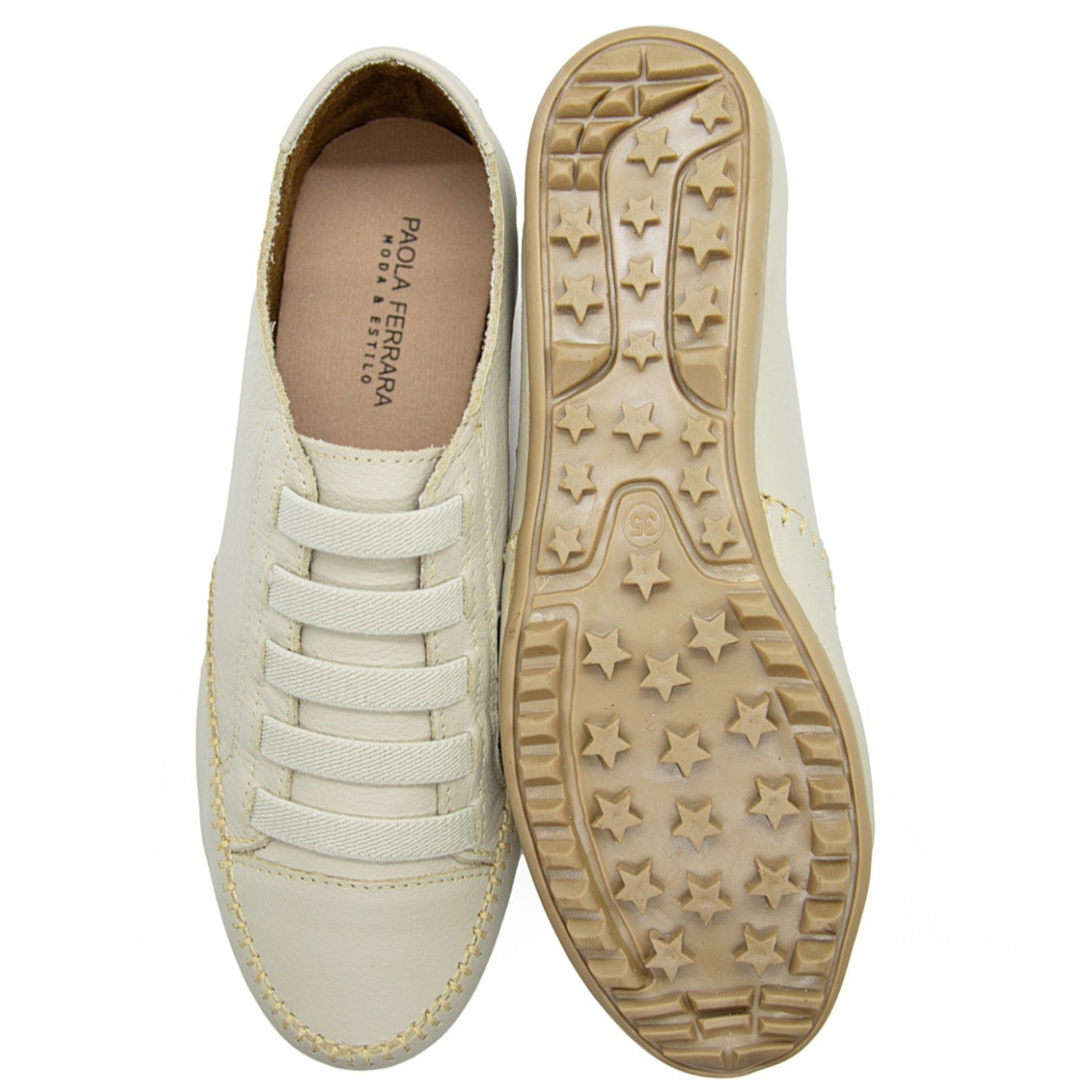 Imagem principal Tênis Mocatênis Coleção Paola Ferrara 2025 - COURO - TODO FORRADO - Cod801 Fascino diRavena bege