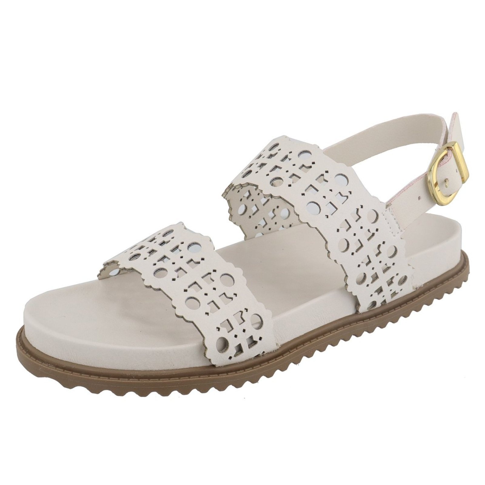 Imagem principal Sandália Papete Feminina Paula B Com Recorte a Laser E Amarração No Tornozelo Conforto Off White PAULA B off-white white