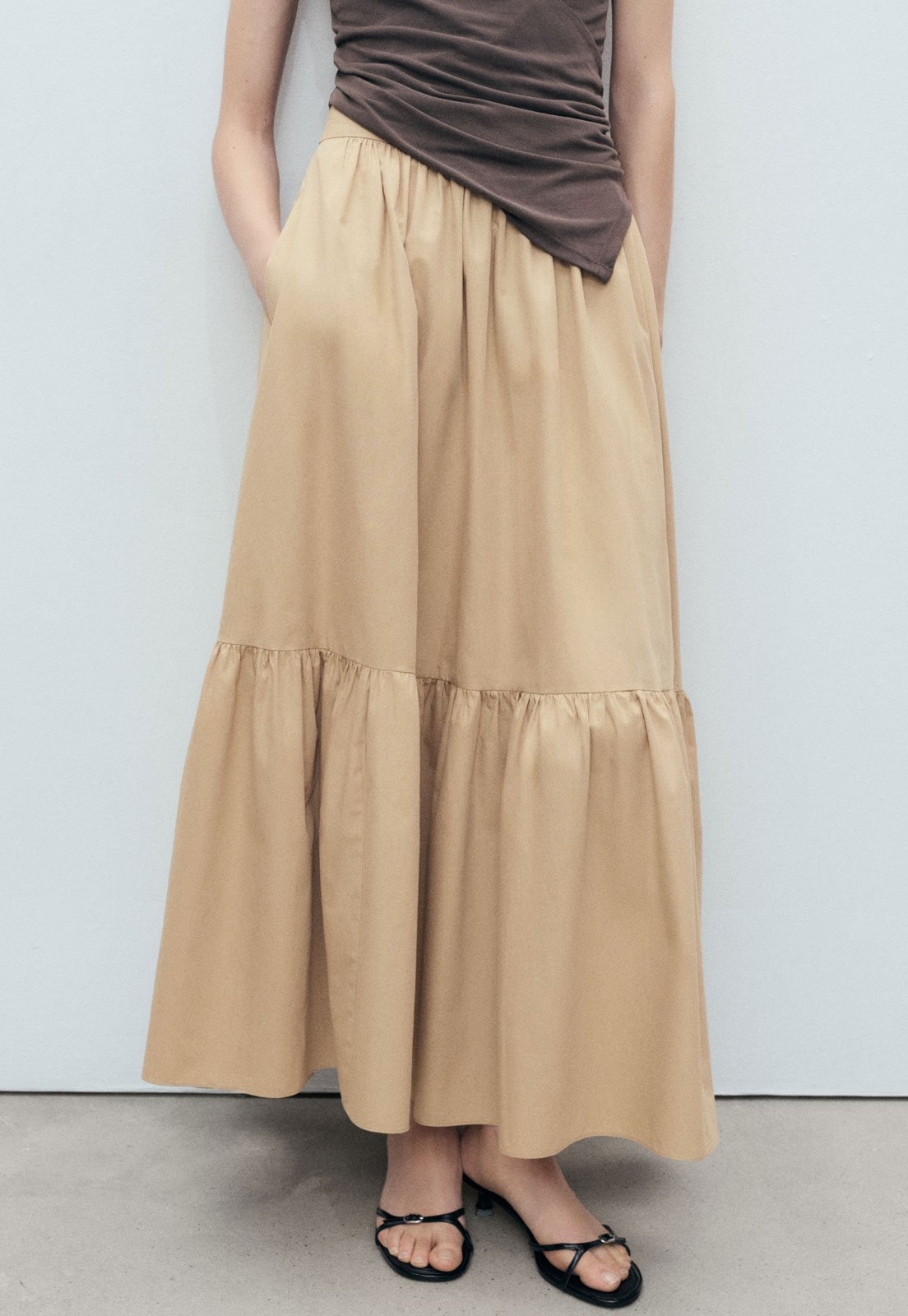 Imagem principal Saia Feminina Mango Daiquiri Longa Mango bege