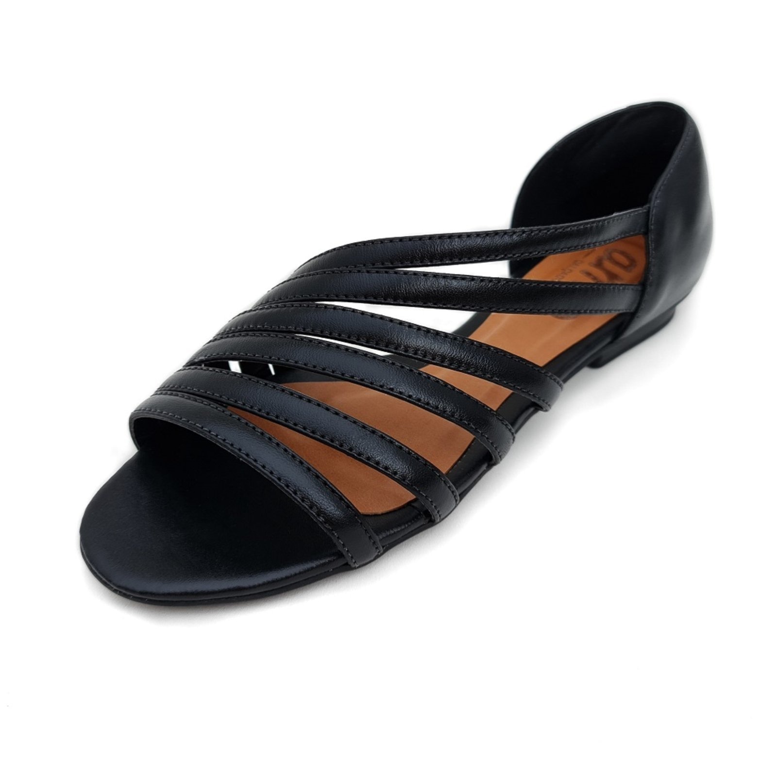 Imagem principal Sandália Rasteira em Couro Amo Calçados Romana Preta Amo Calçados preto