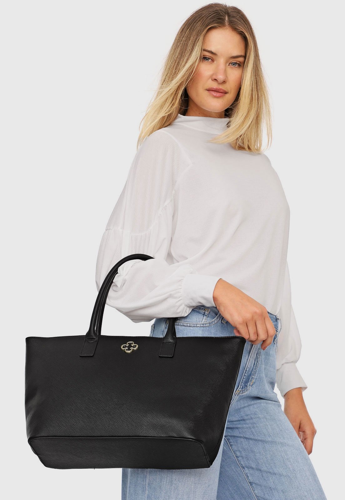 Imagem principal Bolsa Universitária Capodarte Tote Textura Preta Capodarte preto